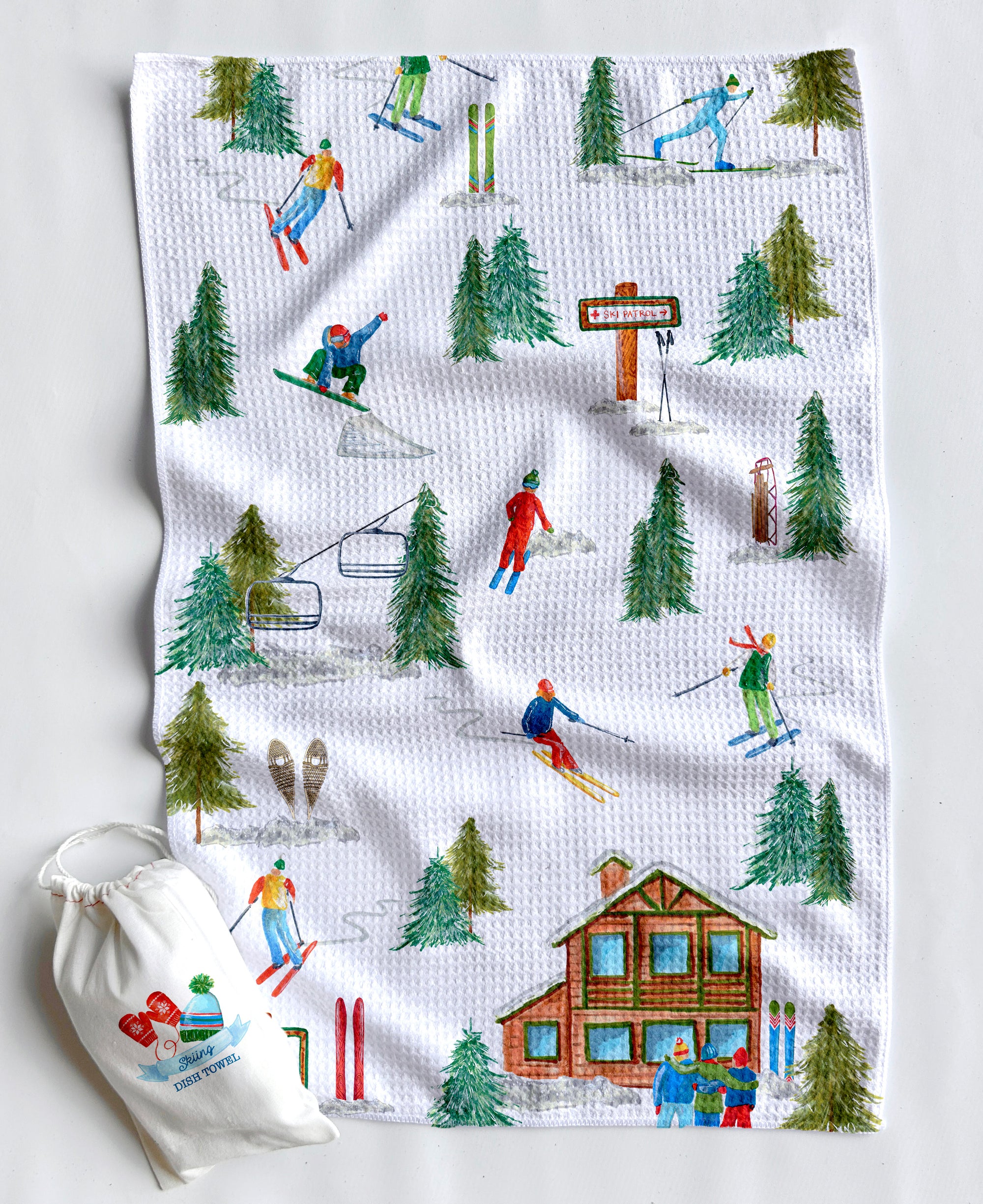 Skiing Artwork Waffle Towel
