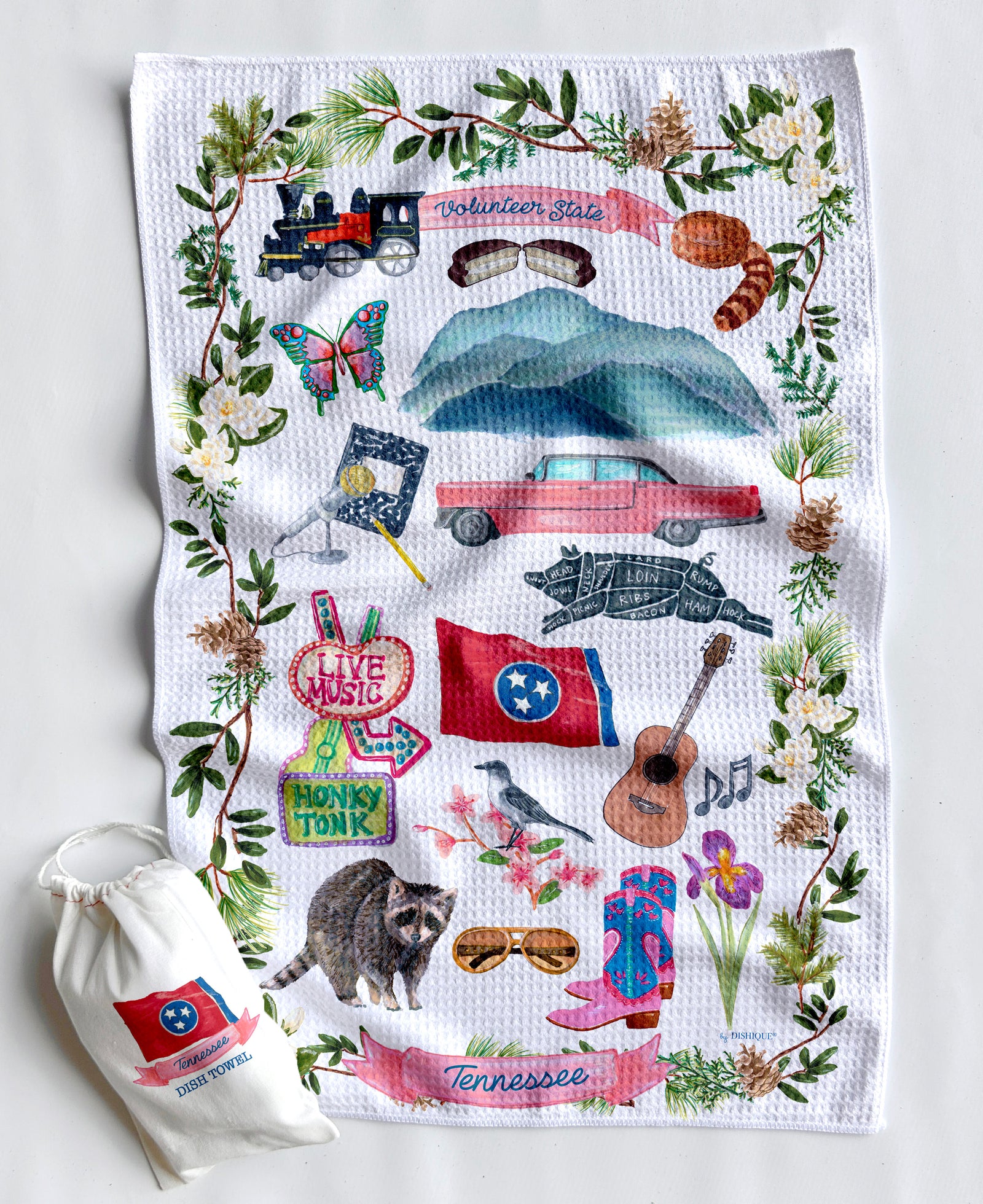 Tennessee Icons Artwork Waffle Towel