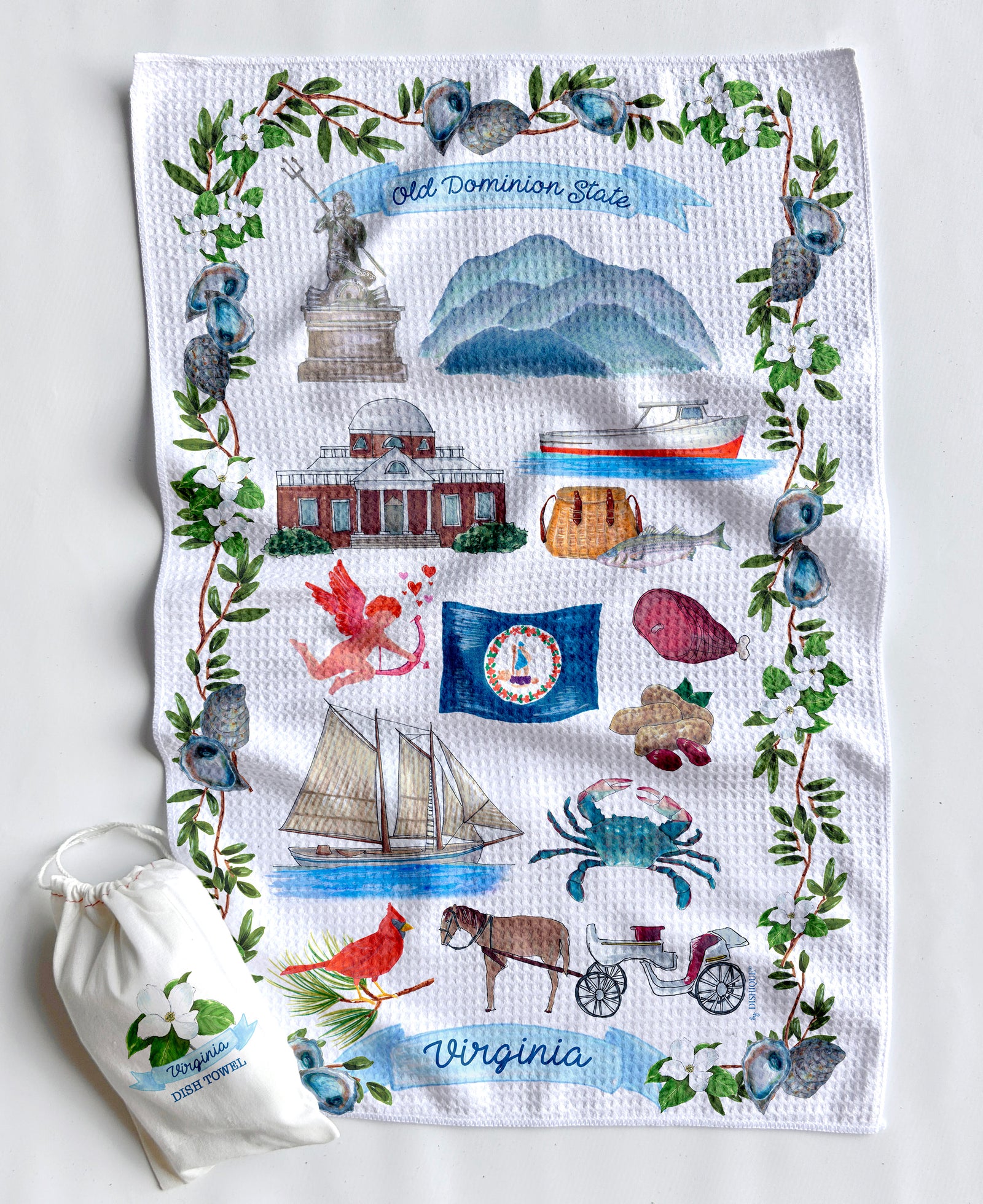 Virginia Icons Artwork Waffle Towel