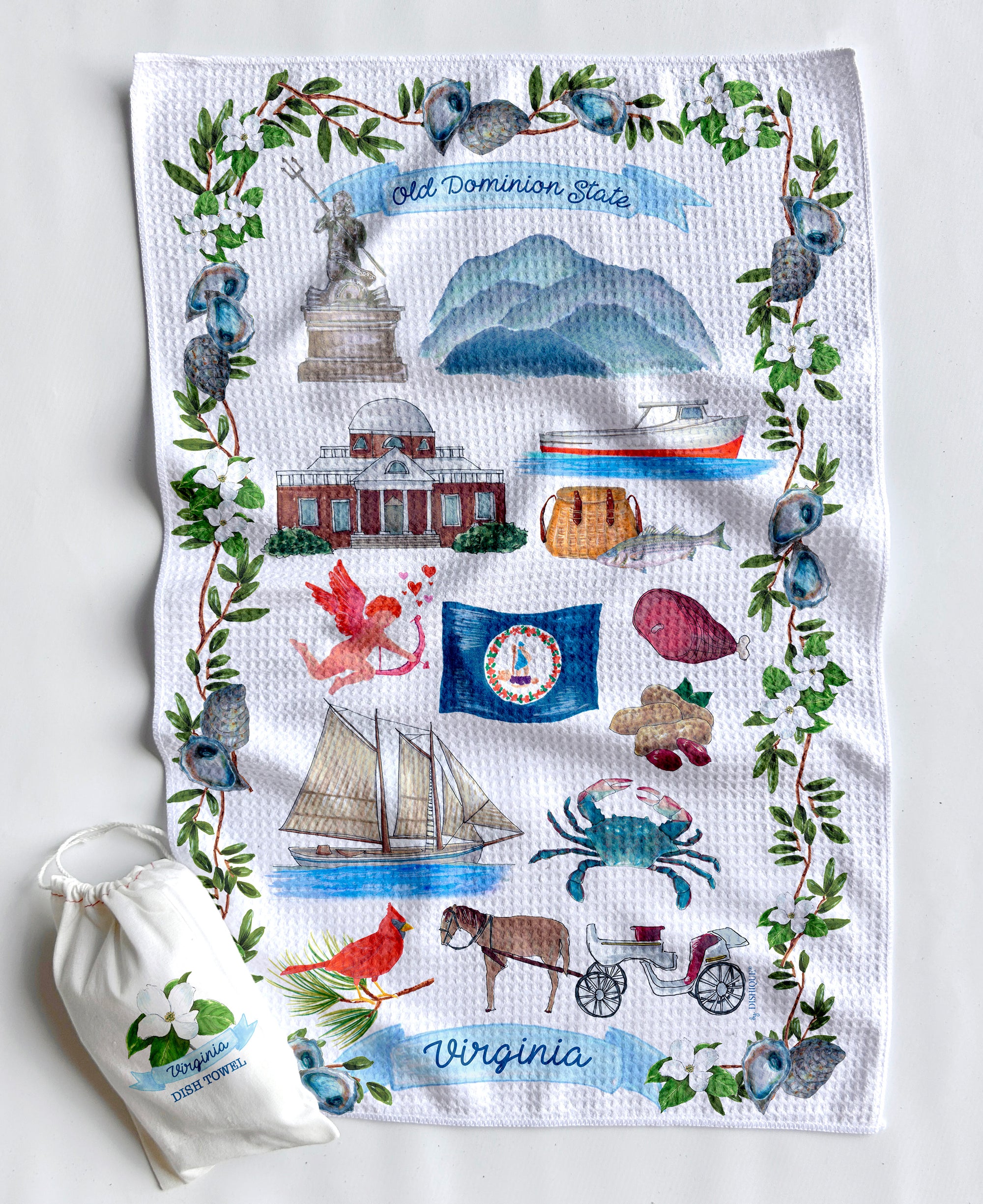 Virginia Icons Artwork Waffle Towel