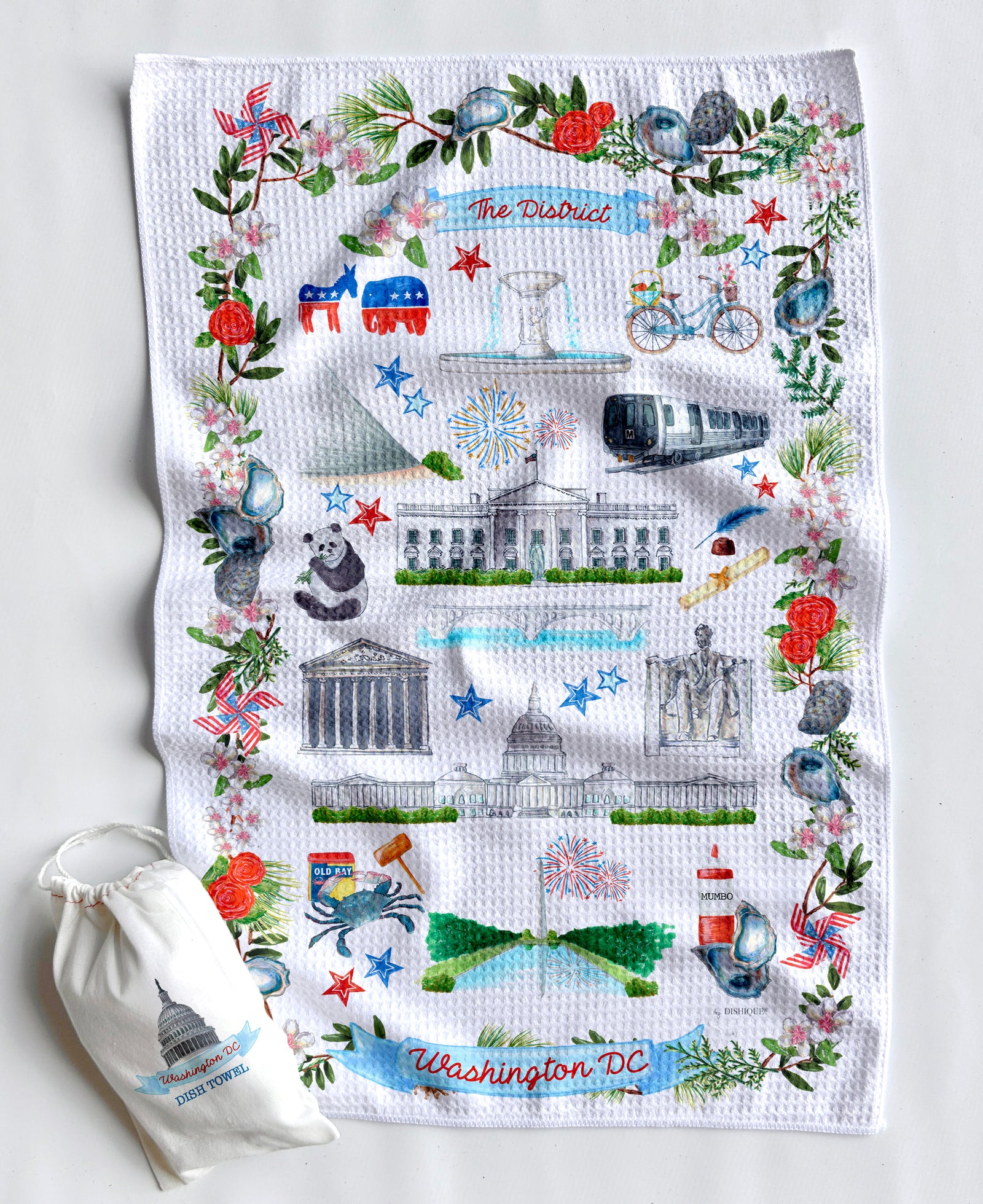 Washington DC Icons Artwork Waffle Towel