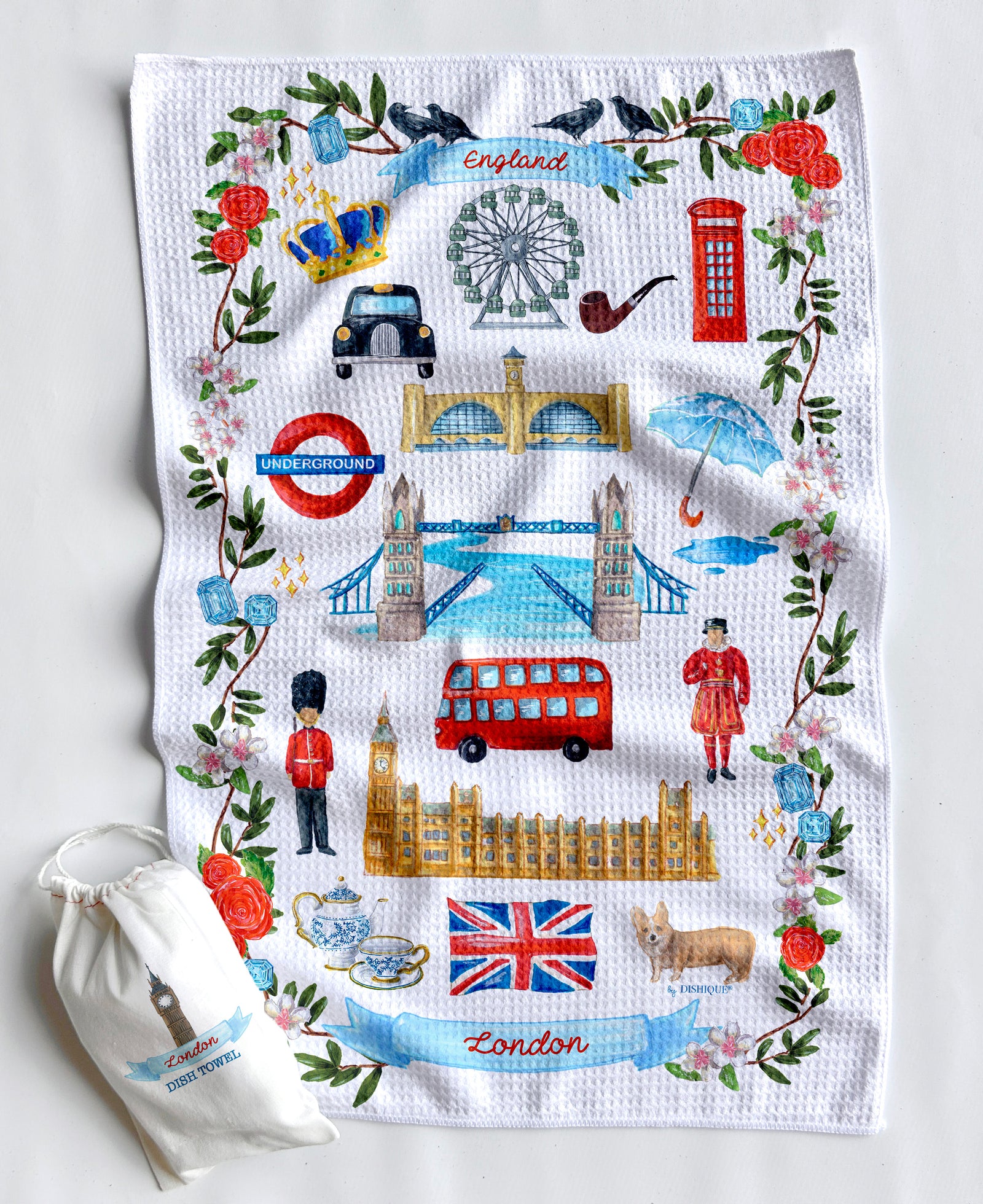 London Icons Artwork Waffle Towel