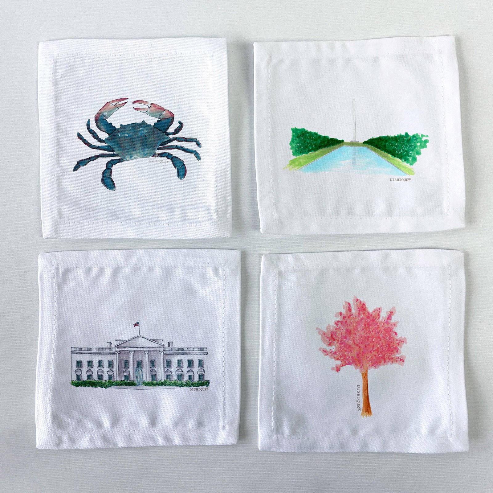 Washington DC Themed Cocktail Napkins Set of 4