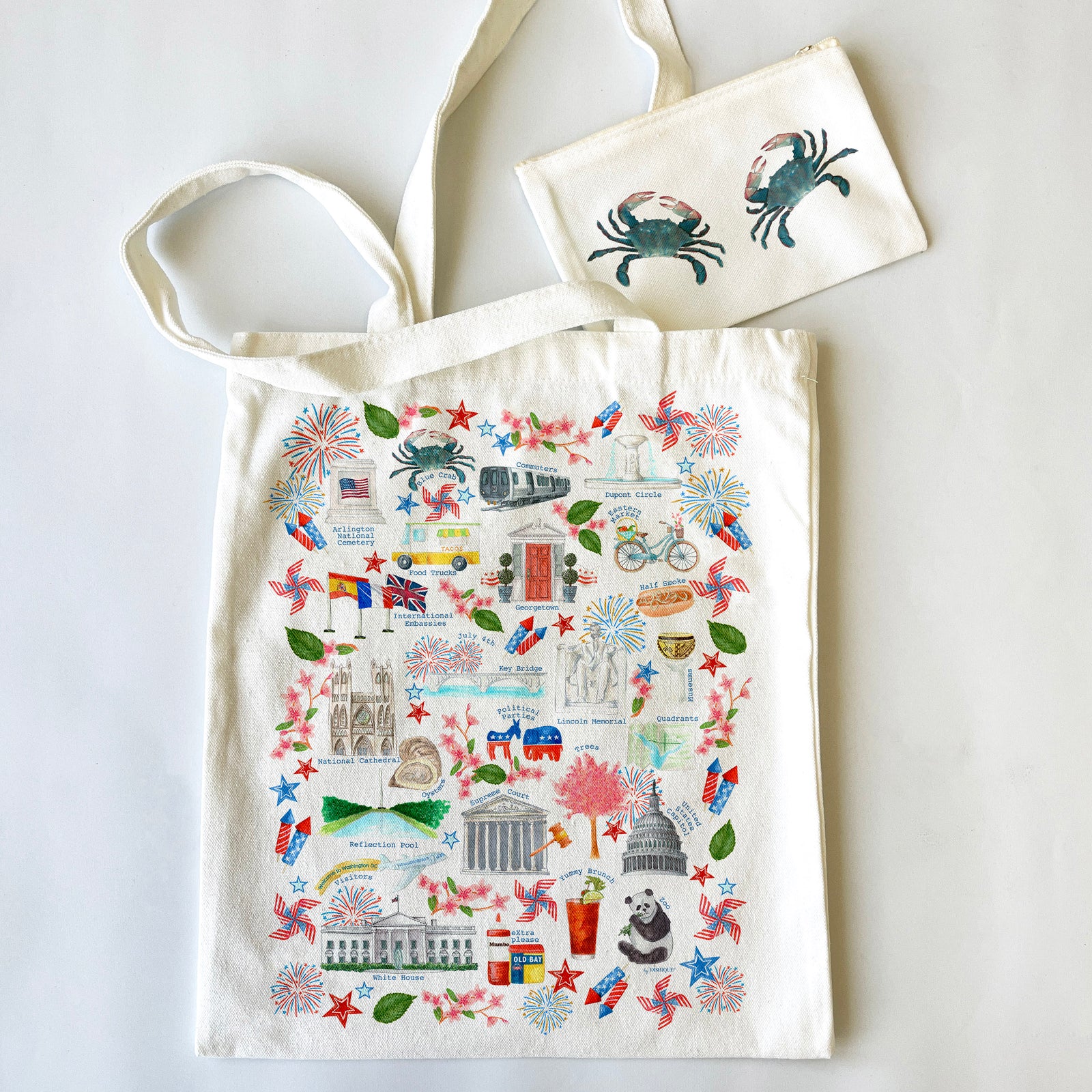 Washington DC Themed Tote Bag & Pouch Set
