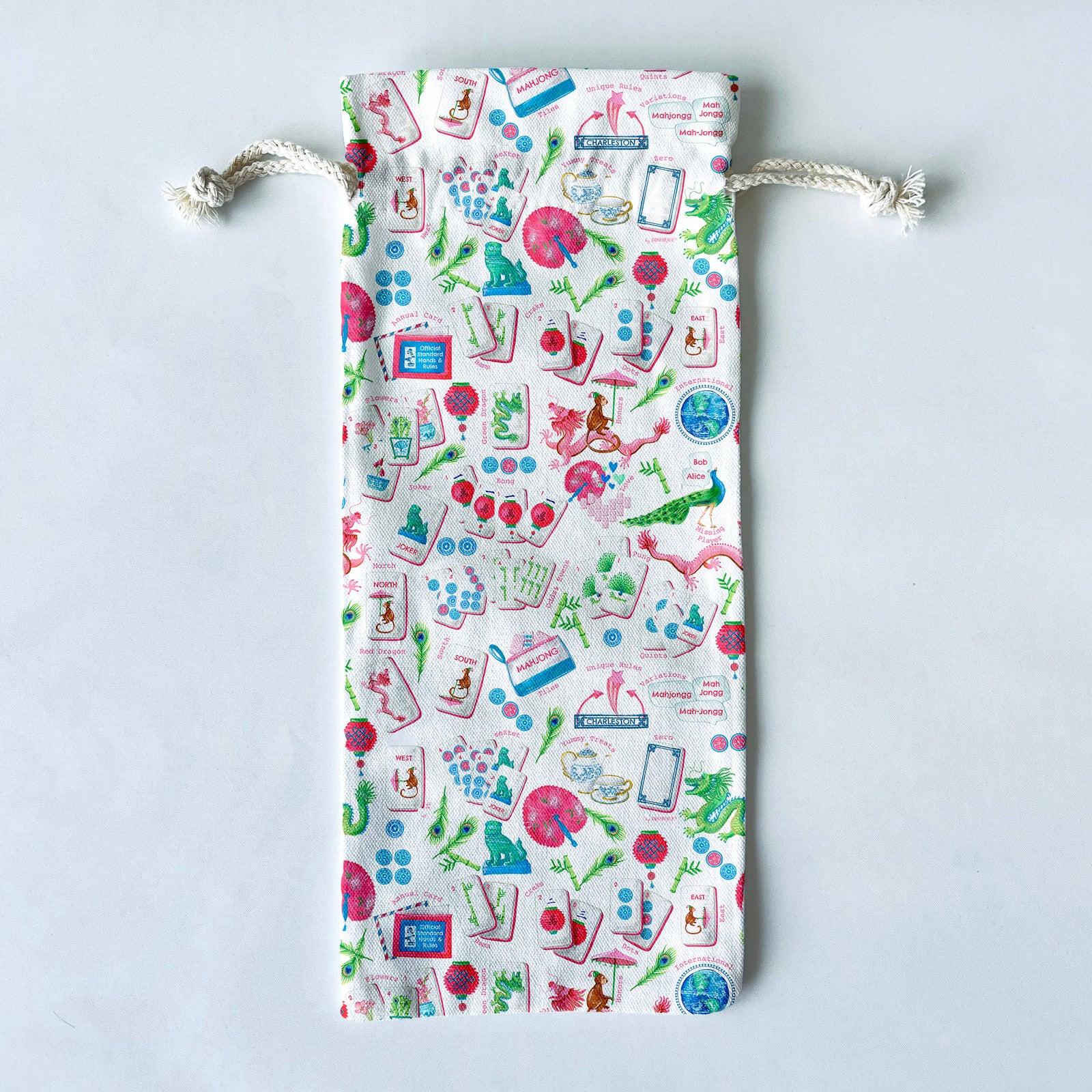 Mahjong Themed Wine/Liquor Bottle Gift Bag