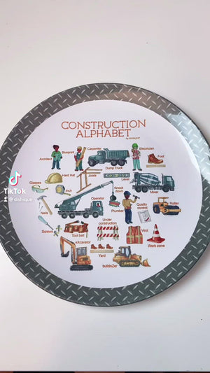Construction Alphabet 10" Plastic Plate