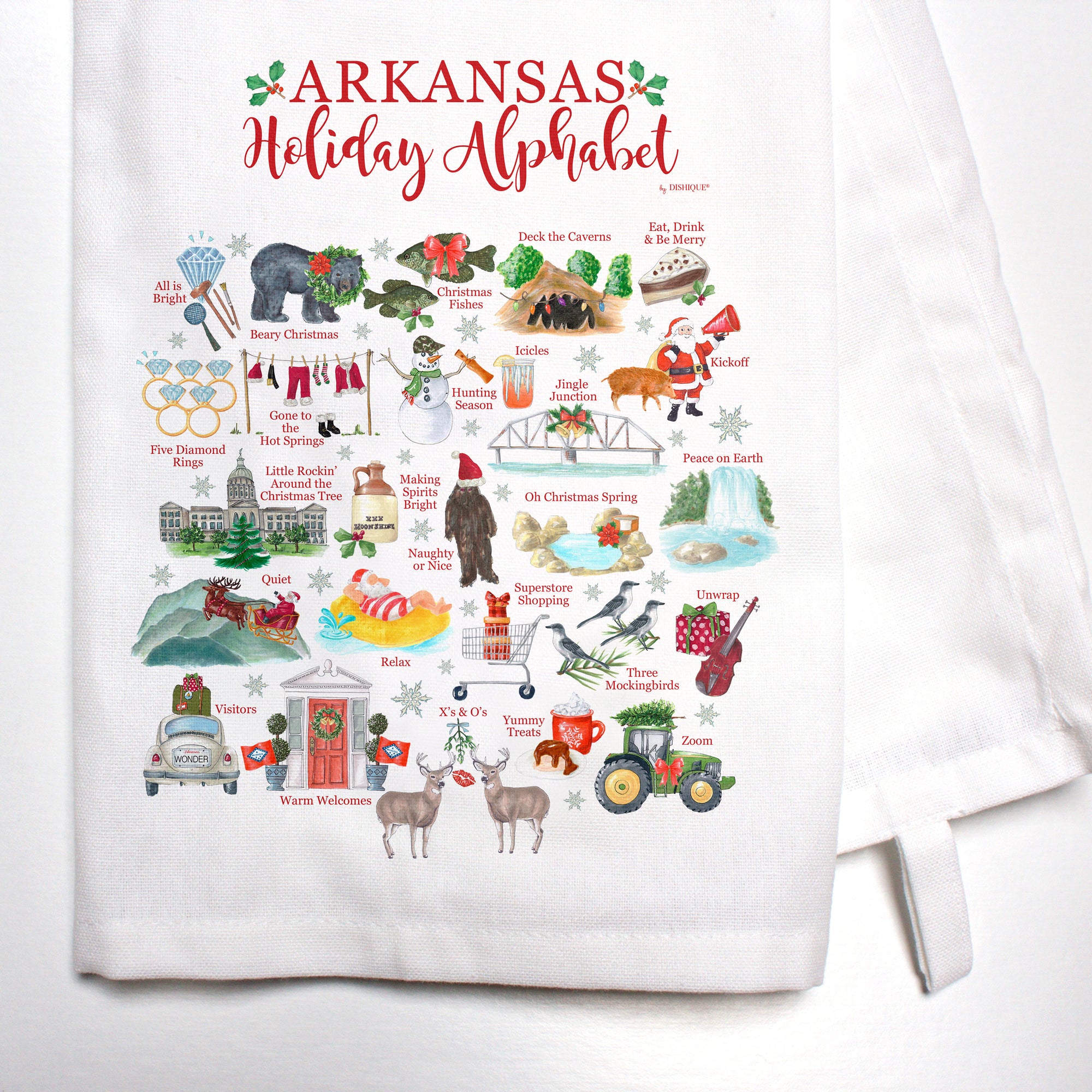 Arkansas Holiday Alphabet Bar Towel
