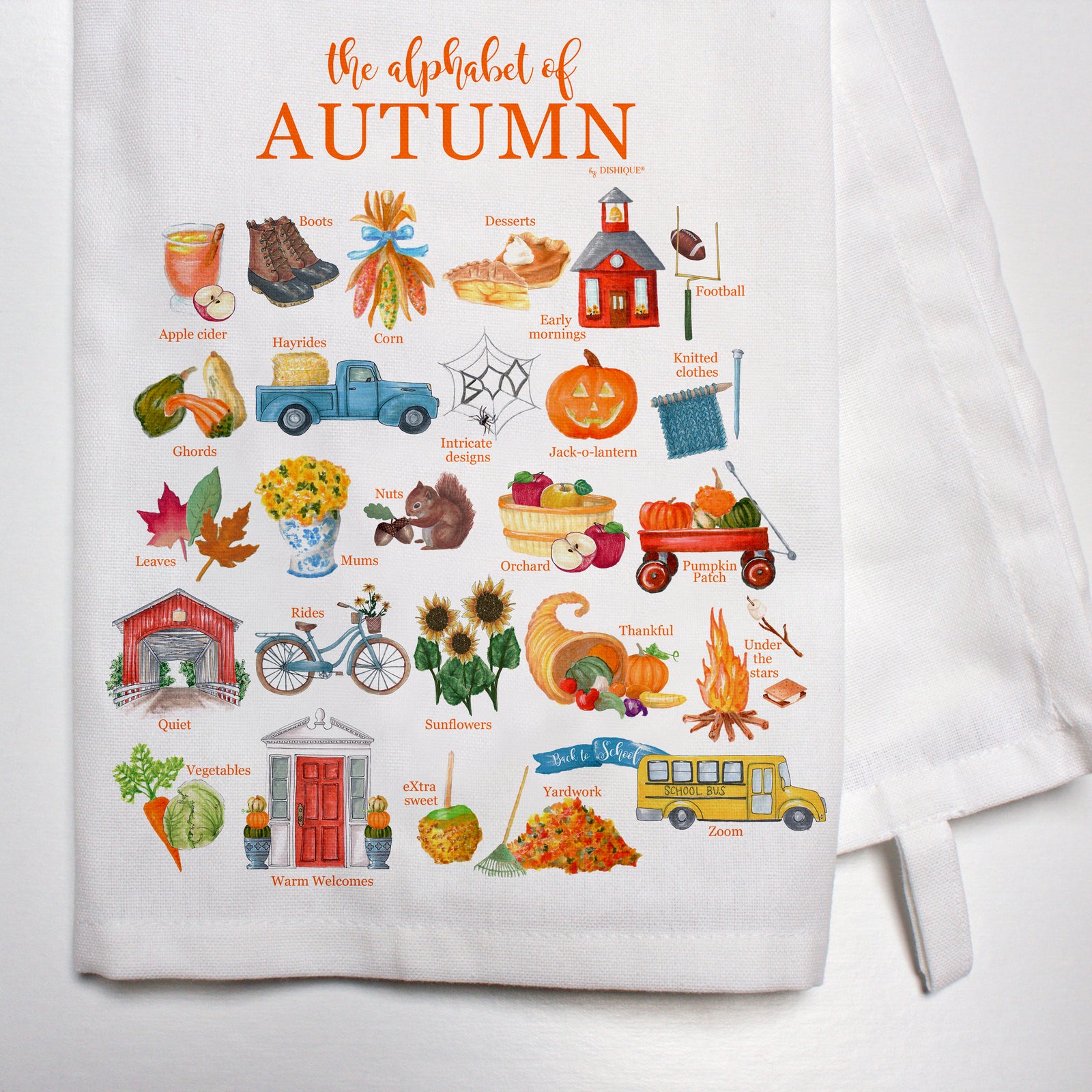Autumn Alphabet Bar Towel