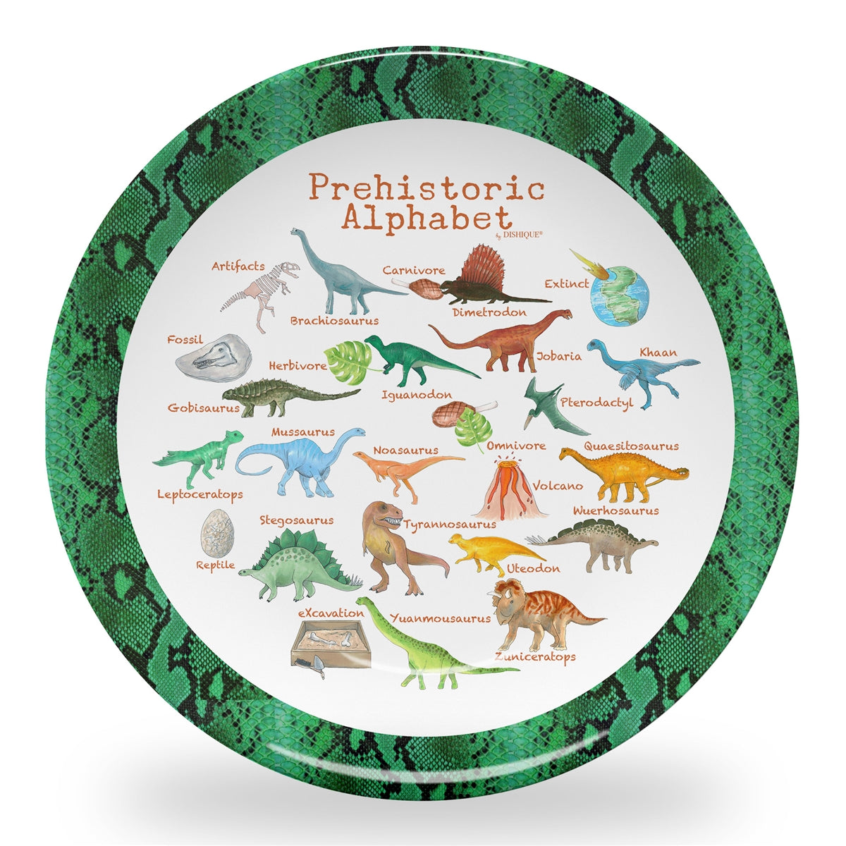 Prehistoric Alphabet 10" Plastic Plate