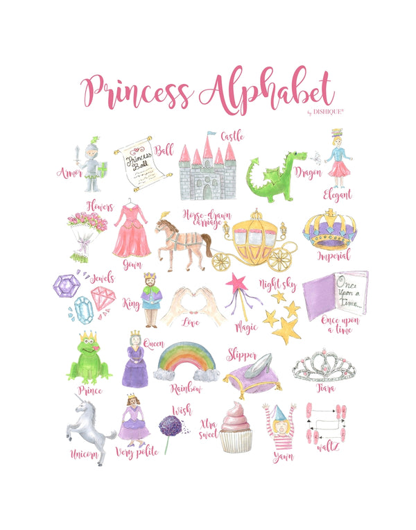 直筆サイン入り キャンバスアート Princess×Princess Navel Princess Alphabet Wall Art - Dishique