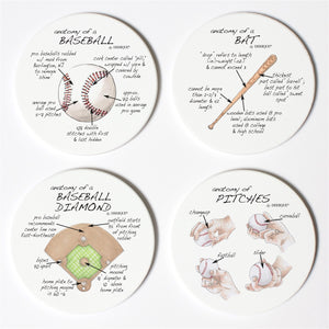 Baseball Anatomy Coaster Set