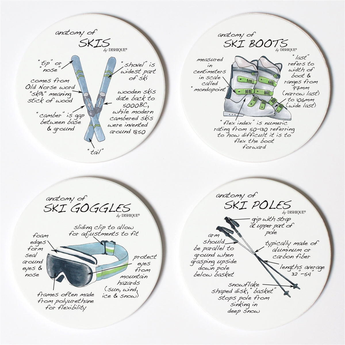 Skiing Anatomy Coaster Set