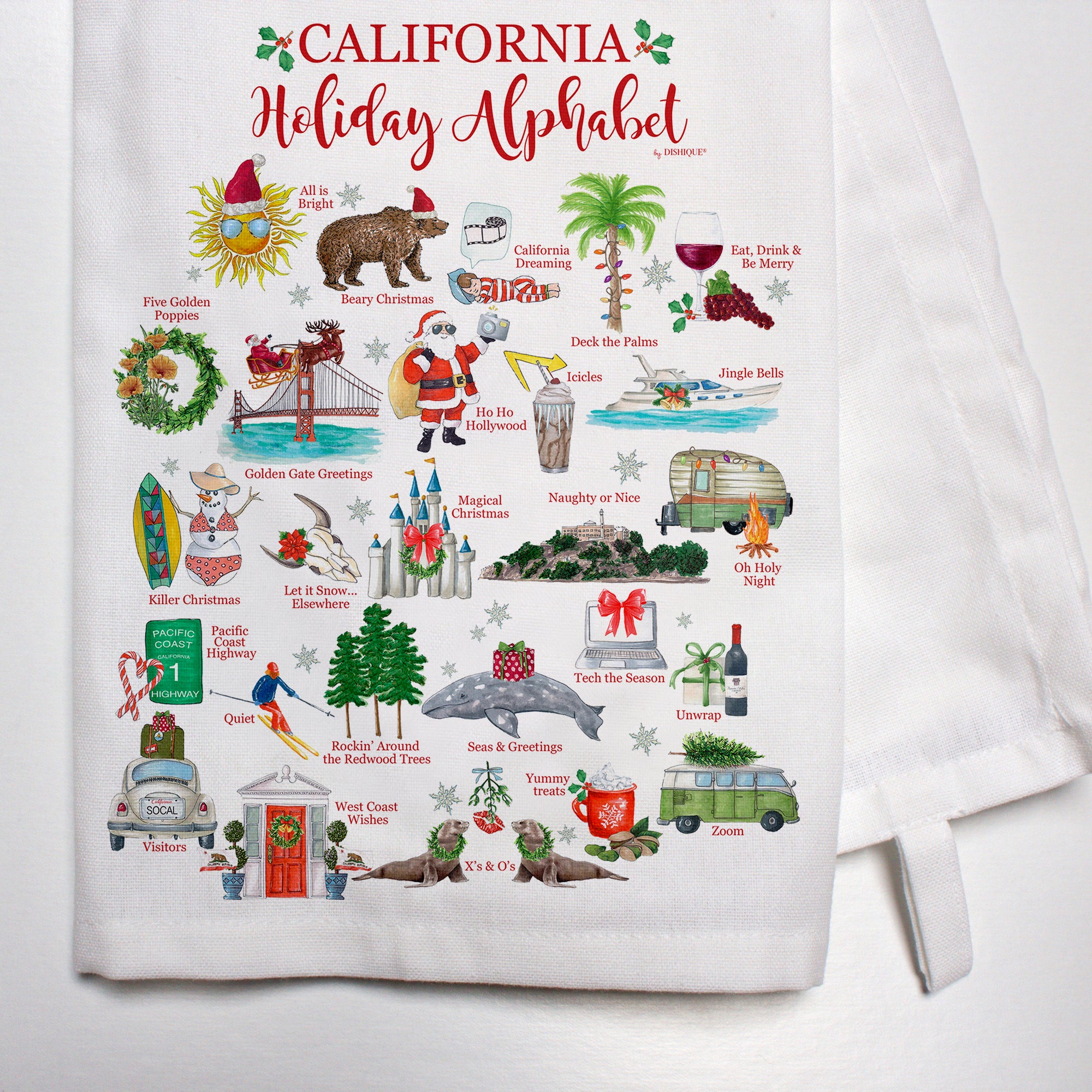 California Holiday Alphabet Bar Towel