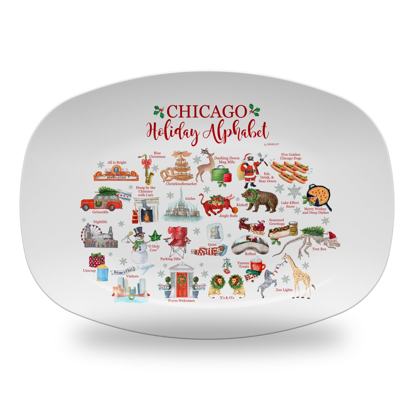 Chicago Holiday Alphabet 14" DecoWare Polymer Platter
