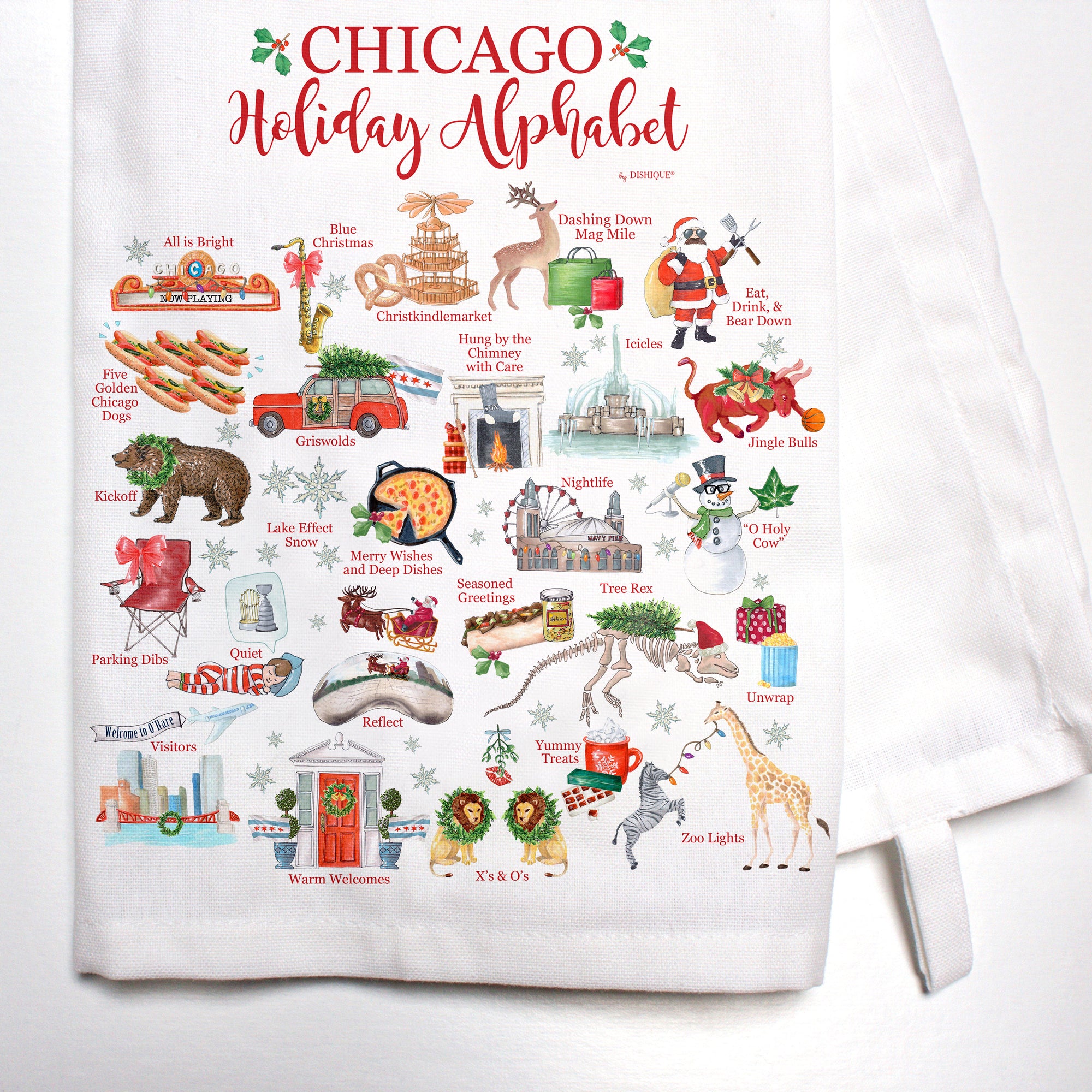 Chicago Holiday Alphabet Bar Towel
