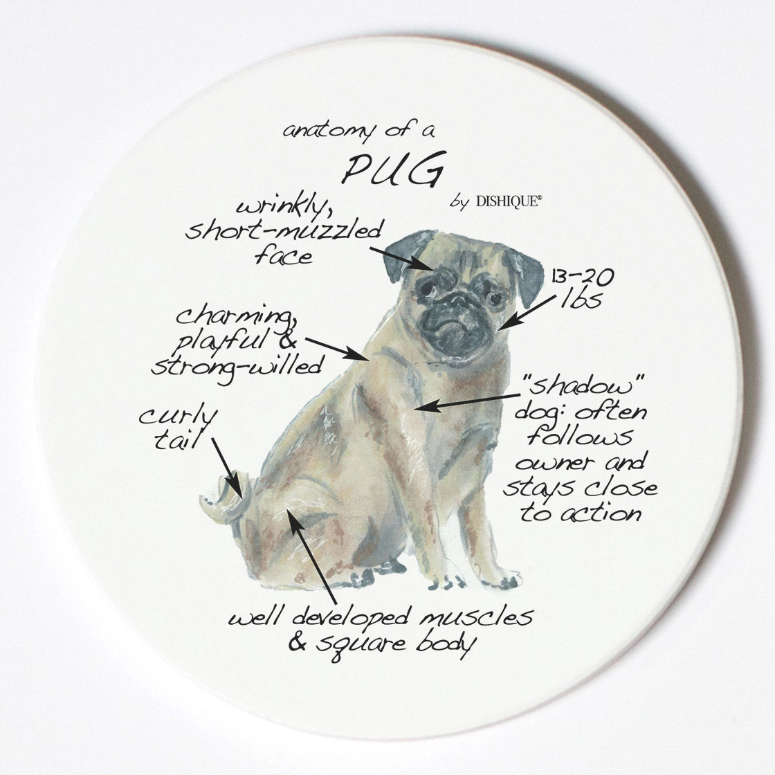Individual Coaster - Dog Breed Gifts - Pug