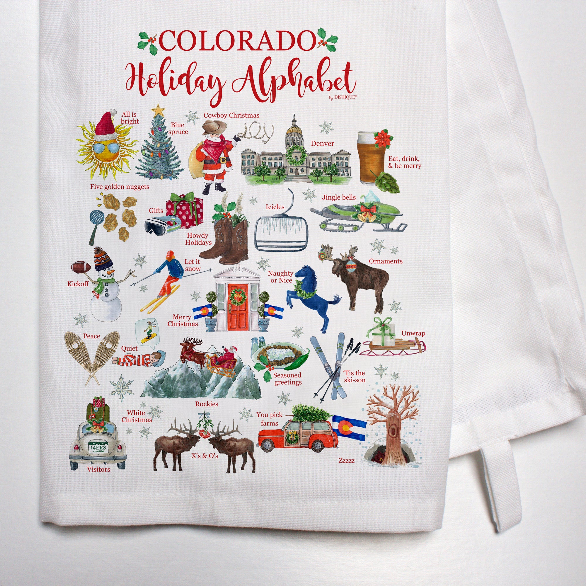 Colorado Holiday Alphabet Bar Towel