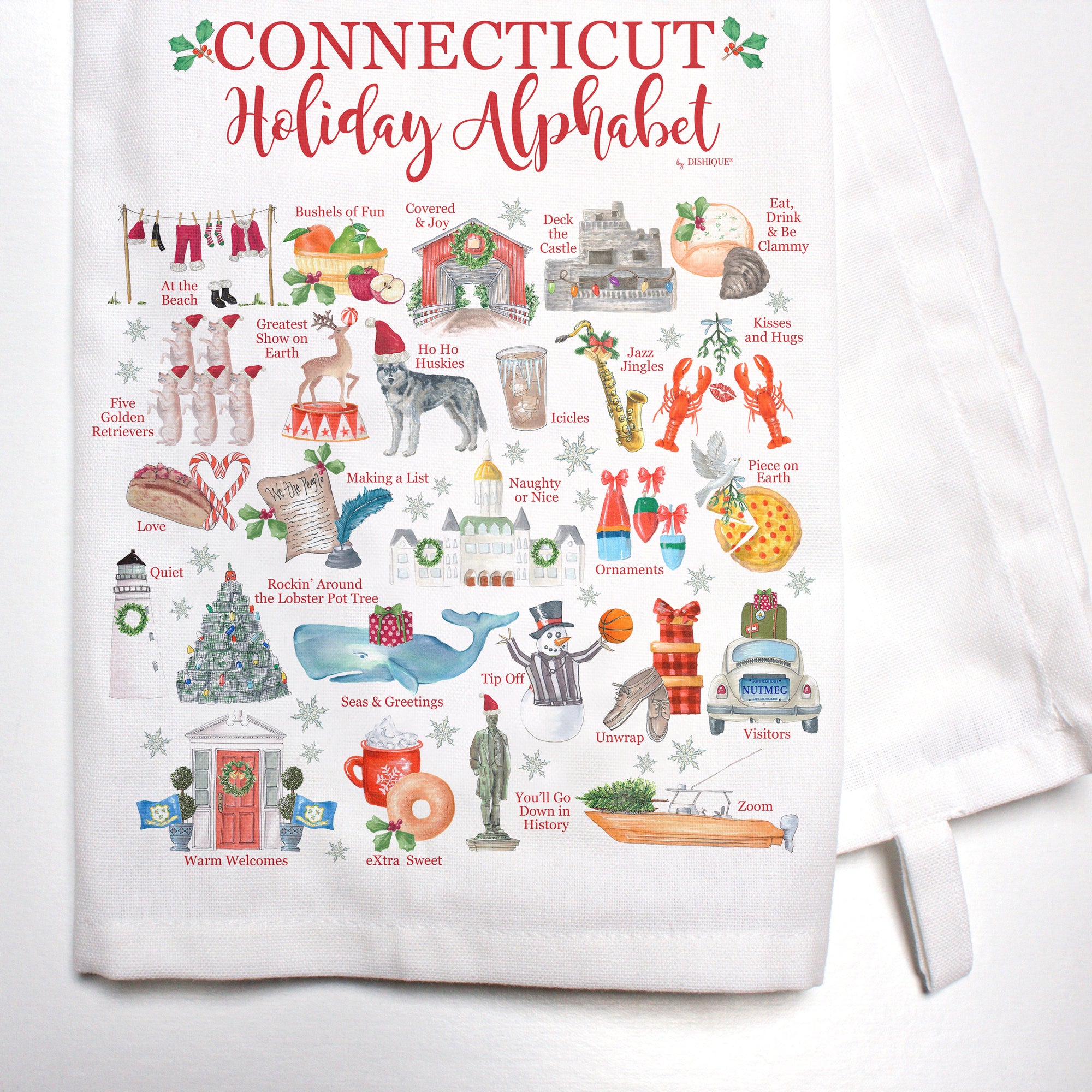 Connecticut Holiday Alphabet Bar Towel