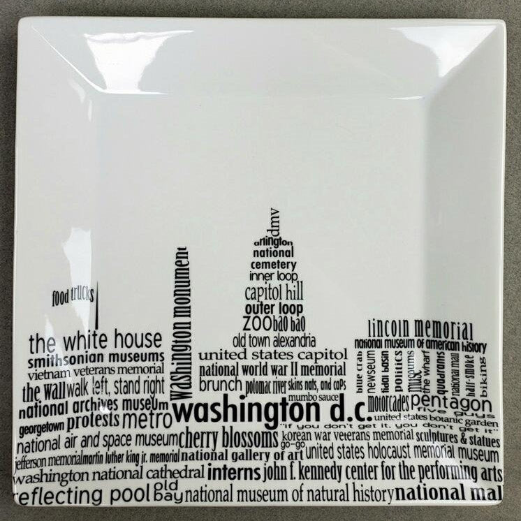 Washington DC Dish - Large Square Plate - Dishique Lab Flawed