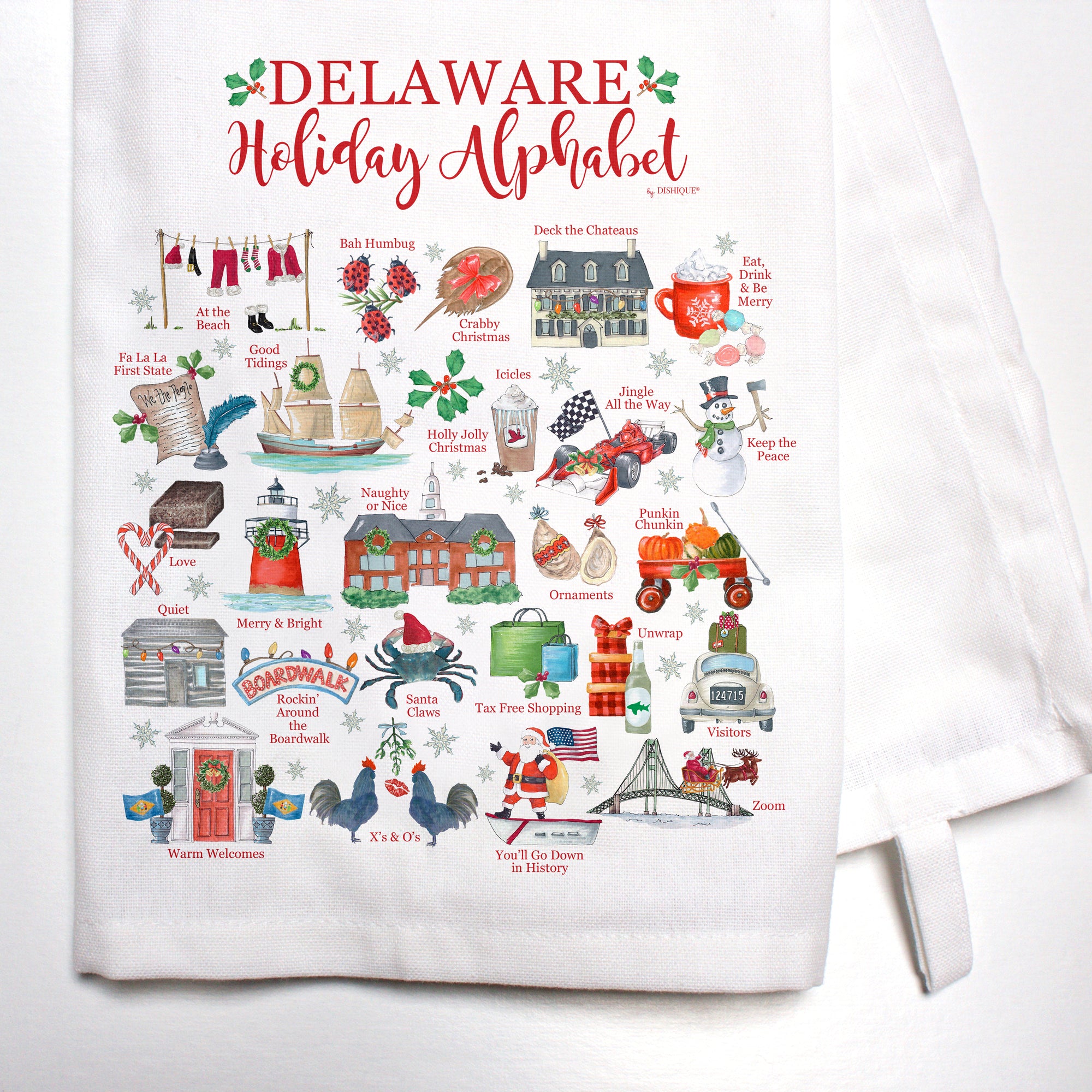 Delaware Holiday Alphabet Bar Towel