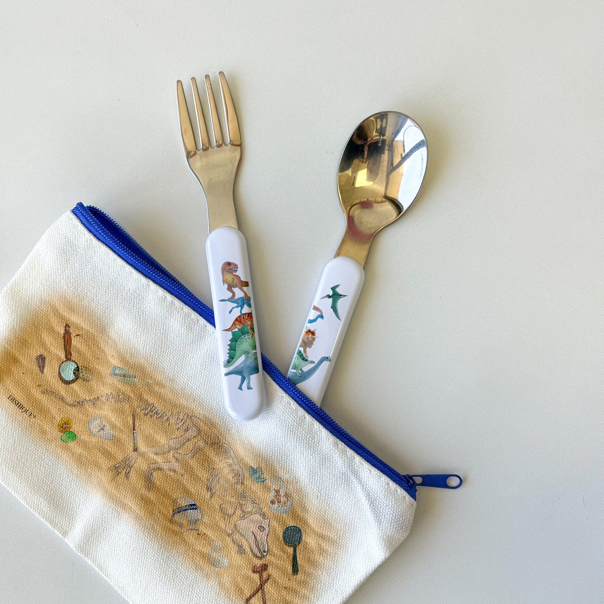 Prehistoric Theme - Kids Cutlery Fork and Spoon Set