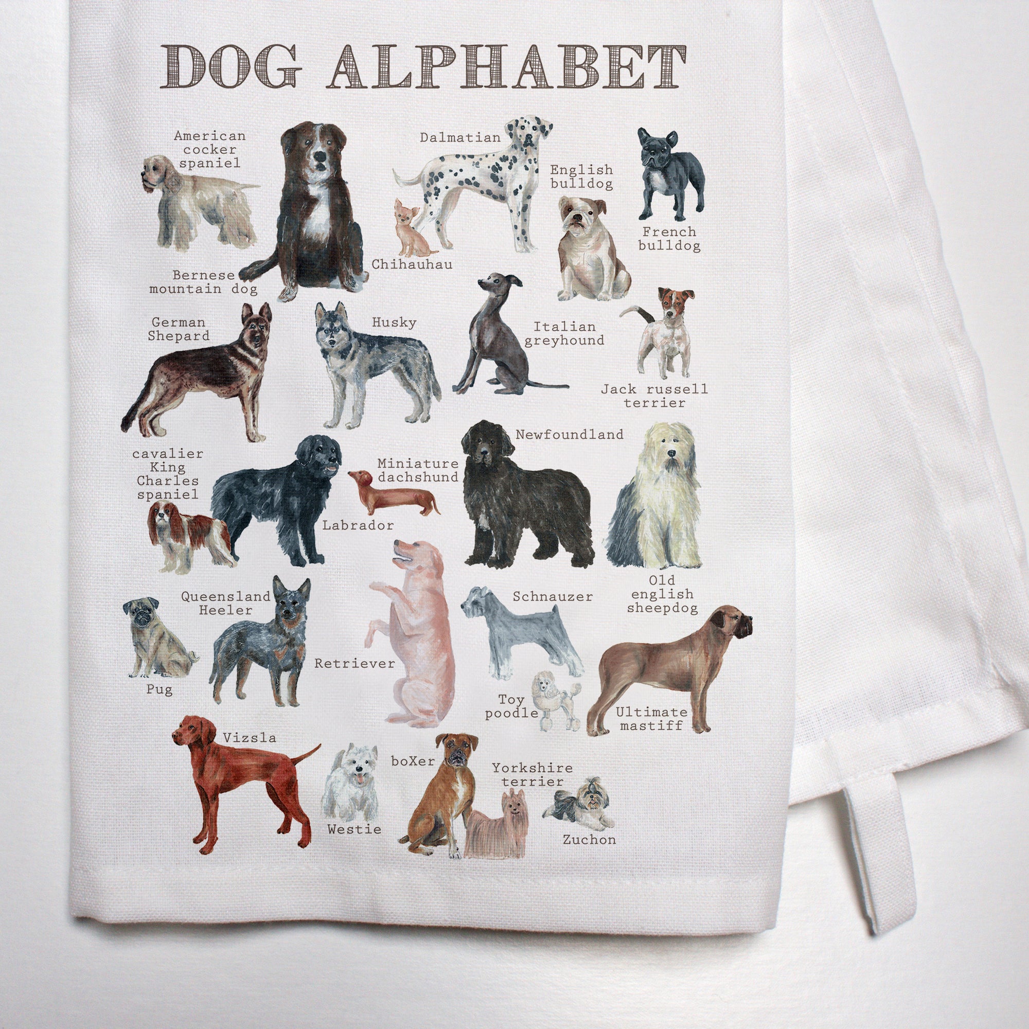 Dog Alphabet Bar Towel