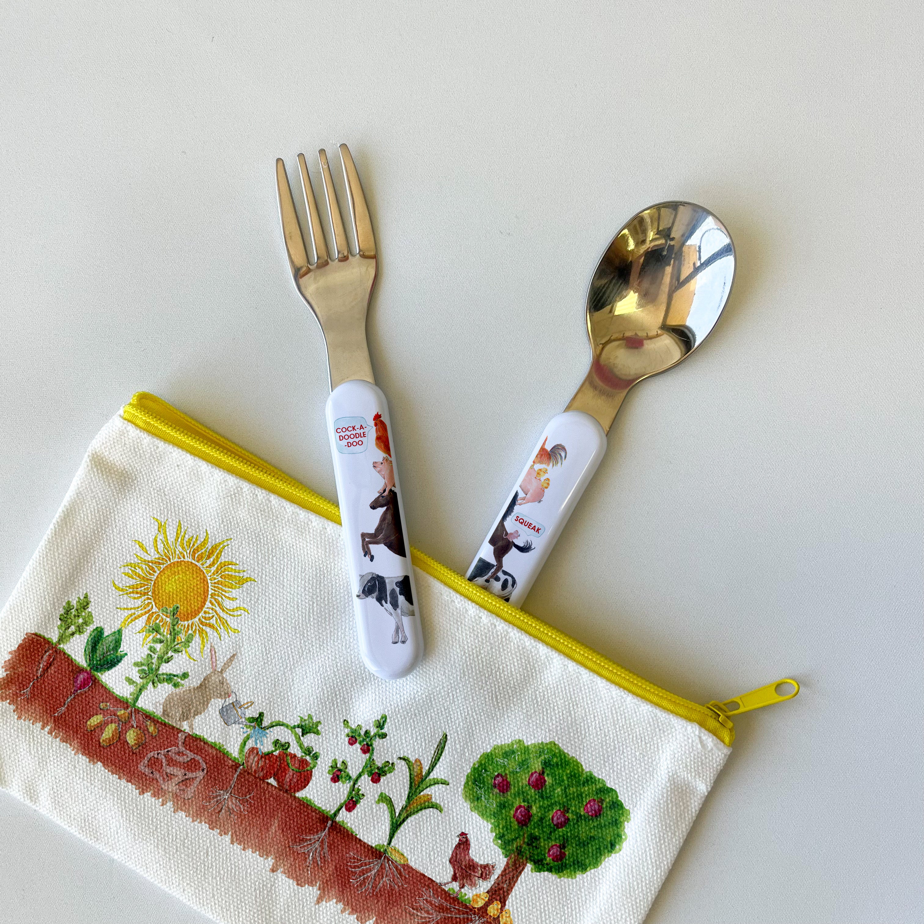 Construction Theme - Kids Cutlery Fork and Spoon Set - Dishique