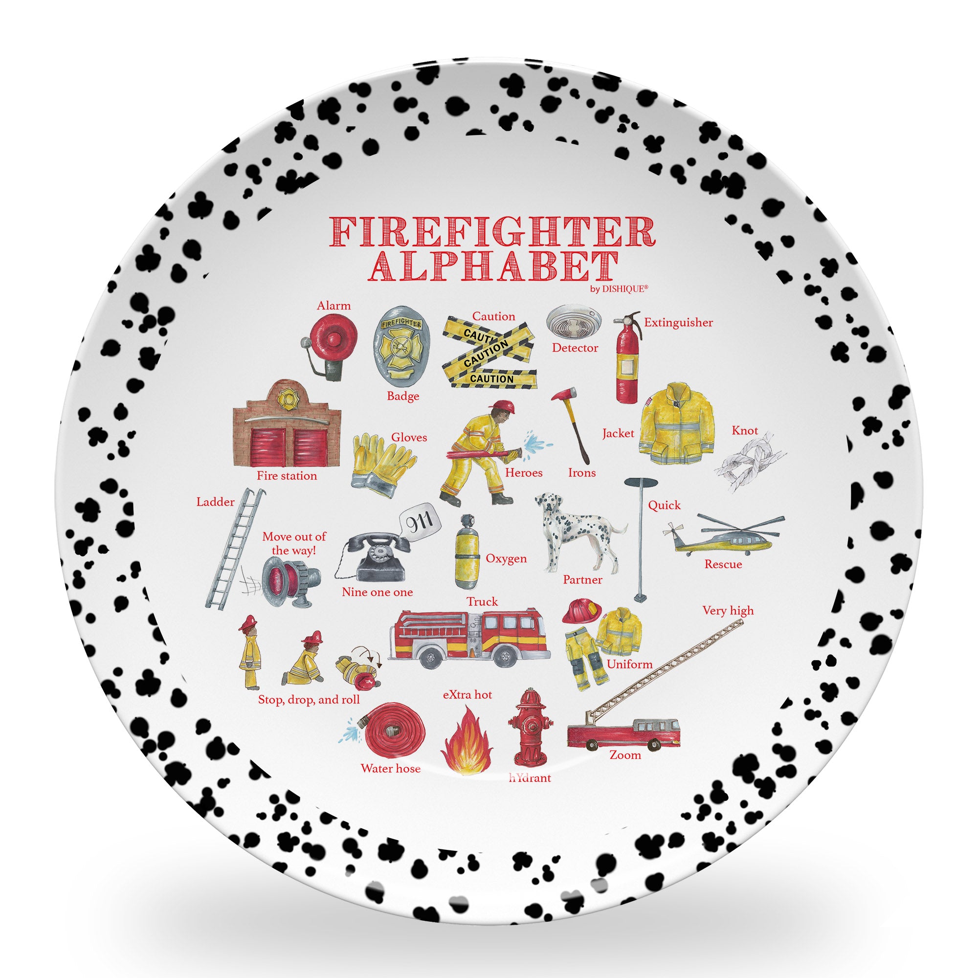 Firefighter Alphabet 10" Plastic Plate