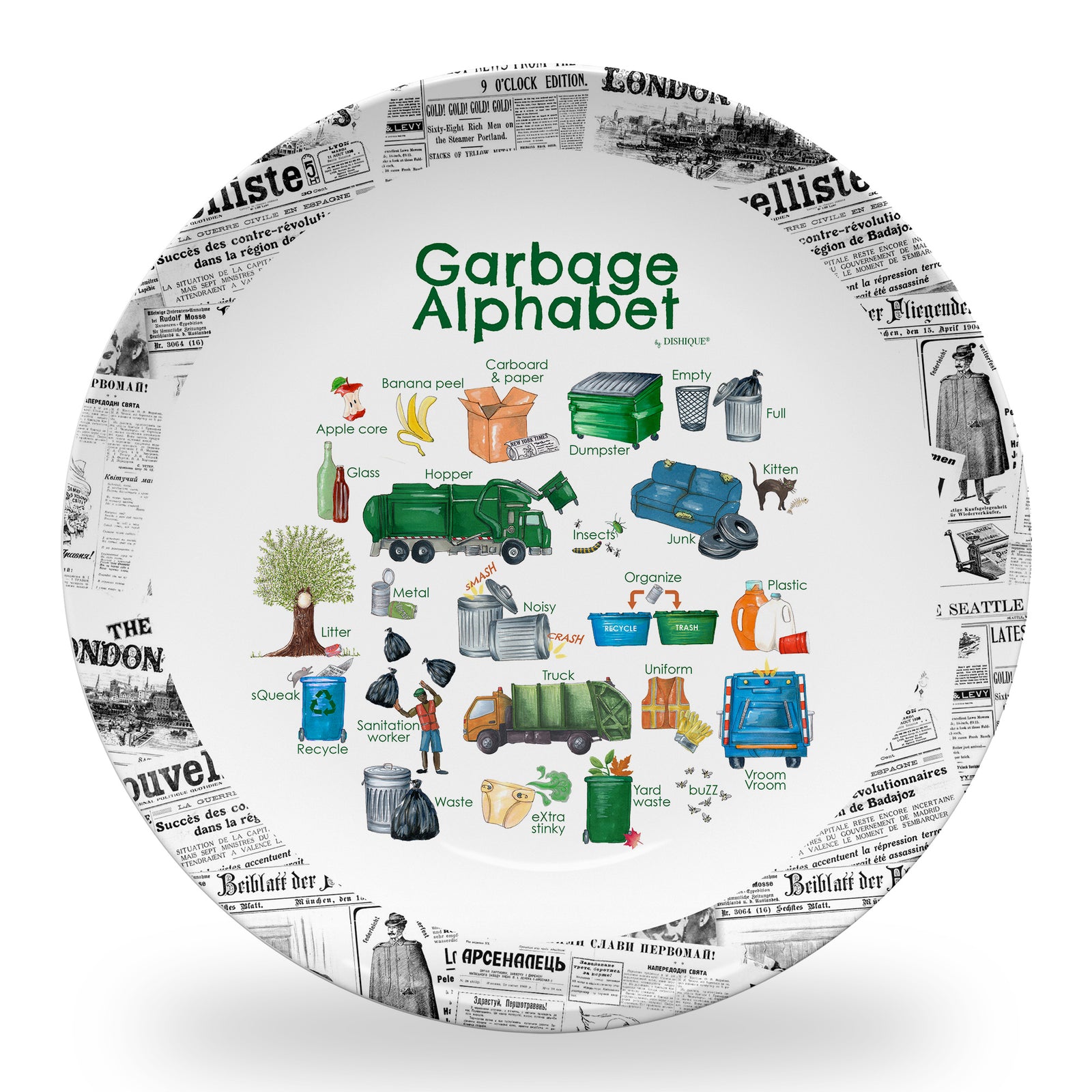 Garbage Alphabet 10" Plastic Plate