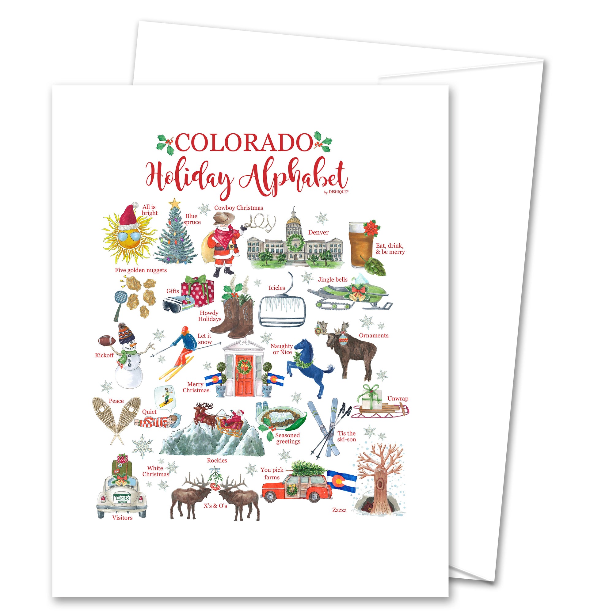Colorado Holiday Alphabet Greeting Card (blank inside)