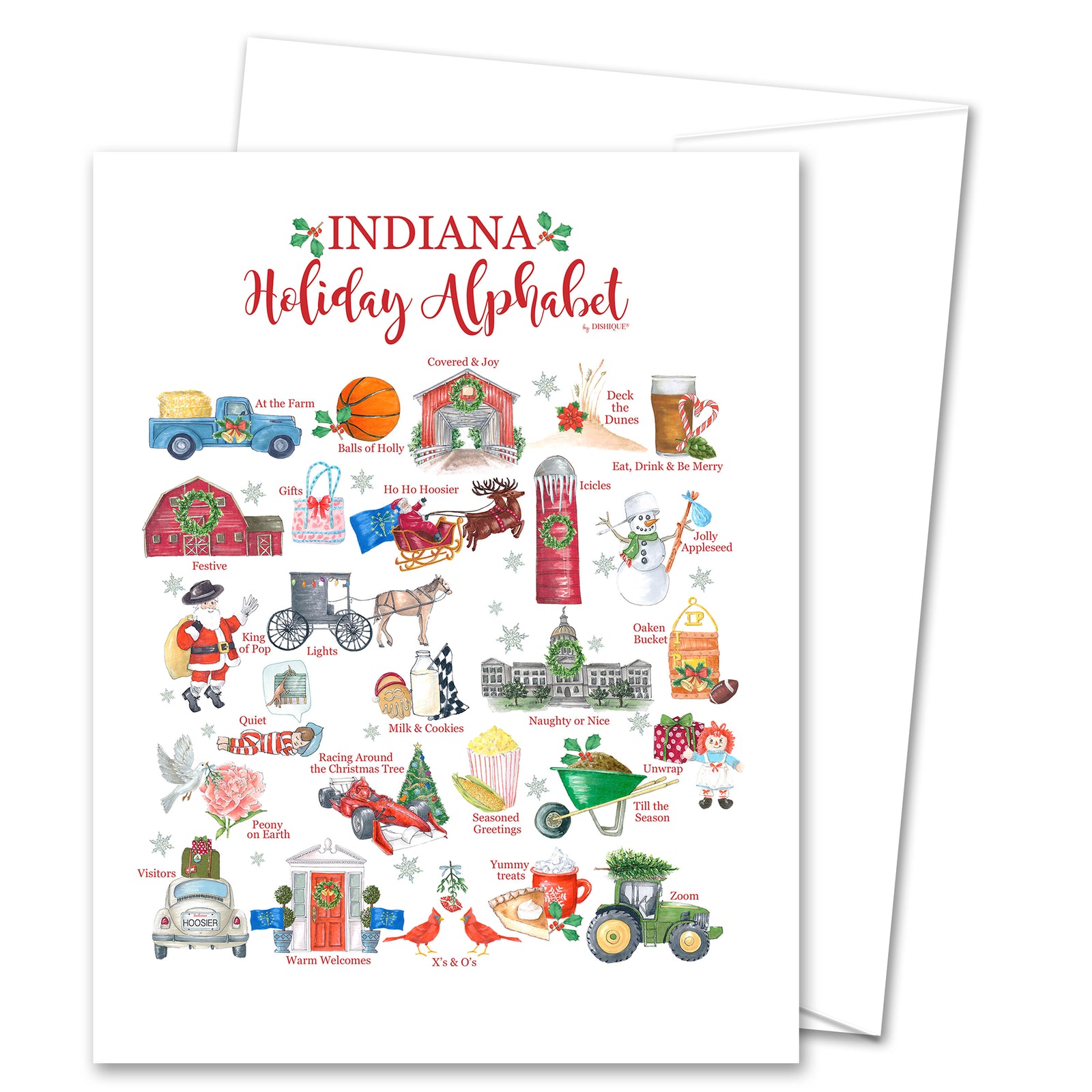Indiana Holiday Alphabet Greeting Card (blank inside)