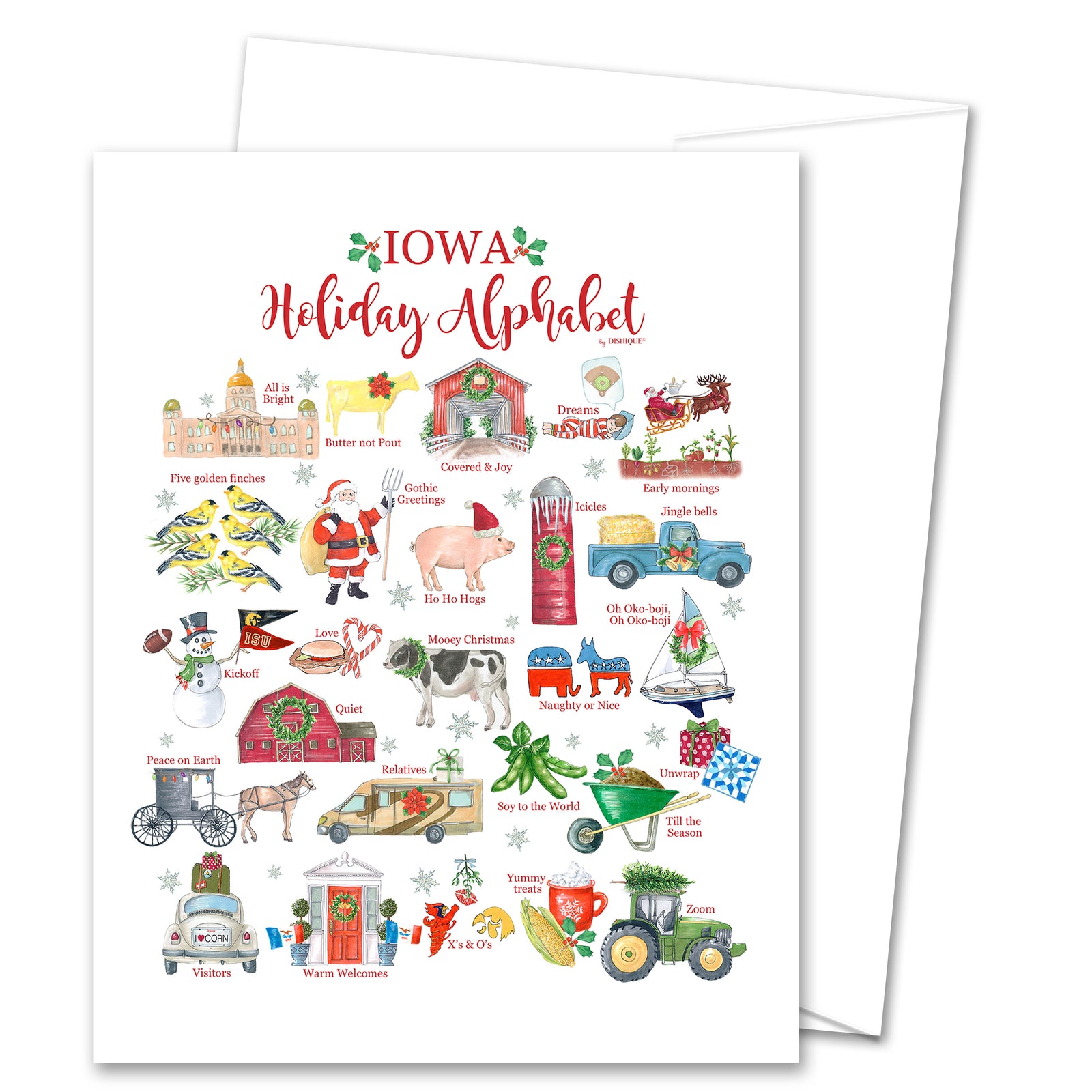 Iowa Holiday Alphabet Greeting Card (blank inside)