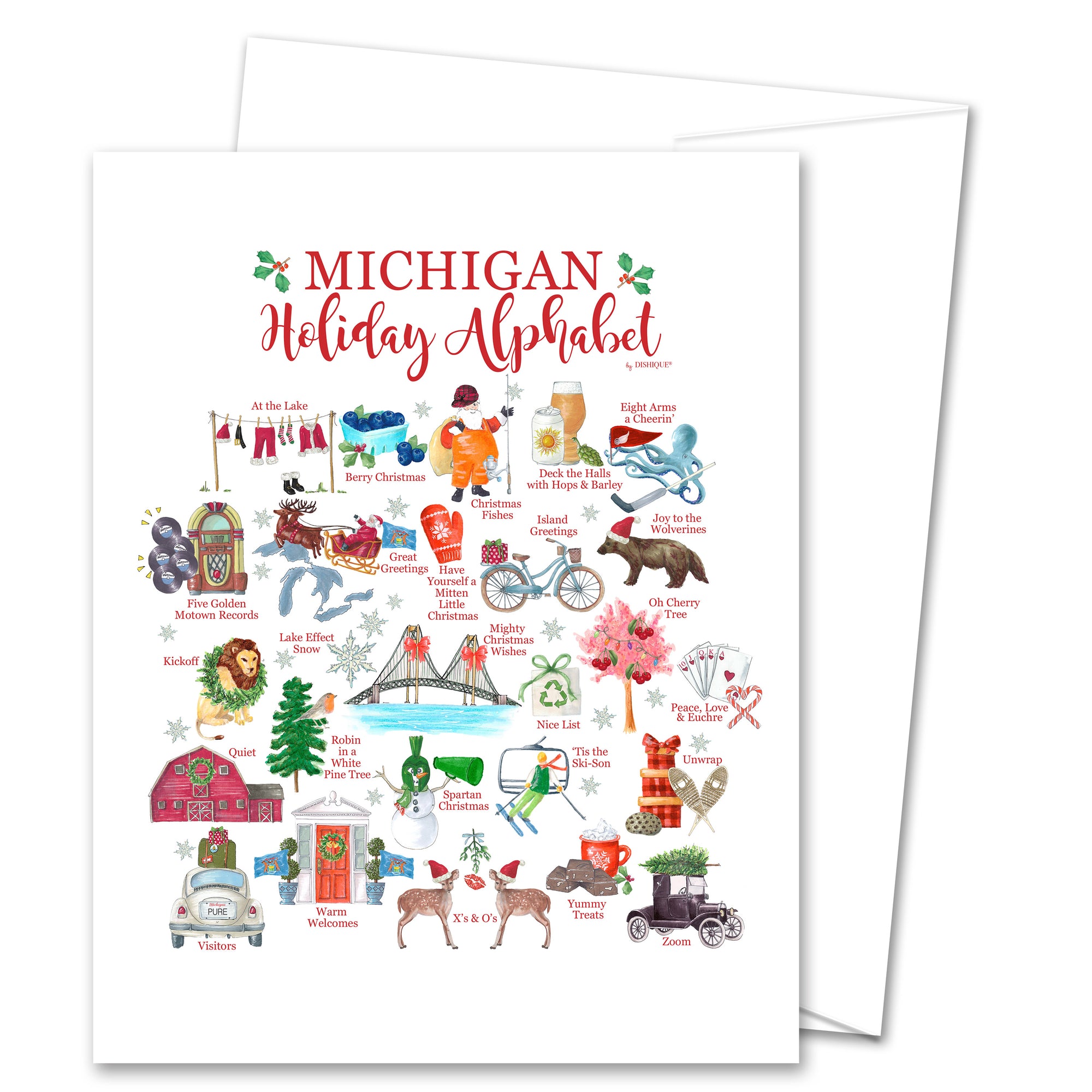 Michigan Holiday Alphabet Greeting Card (blank inside)
