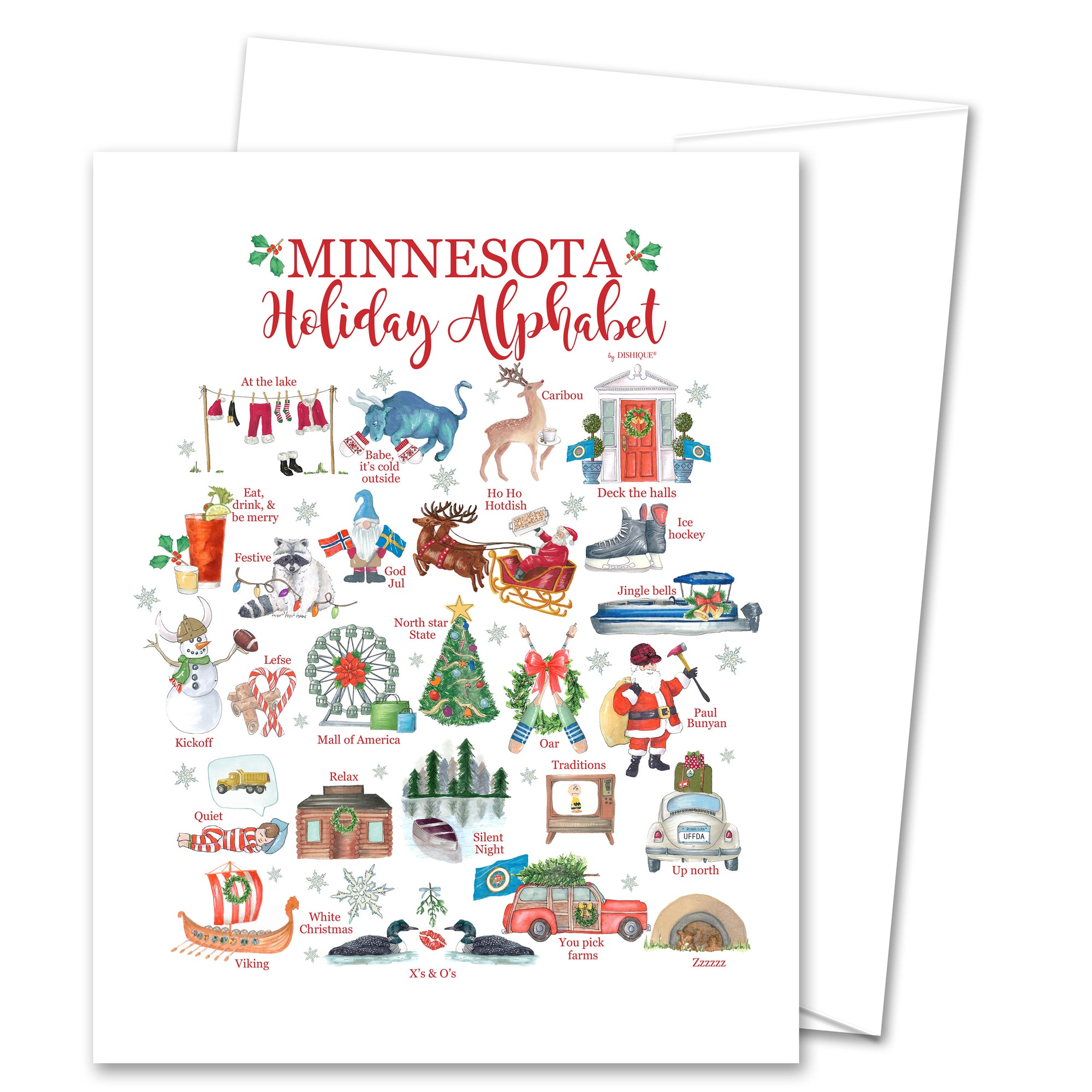 Minnesota Holiday Alphabet Greeting Card (blank inside)