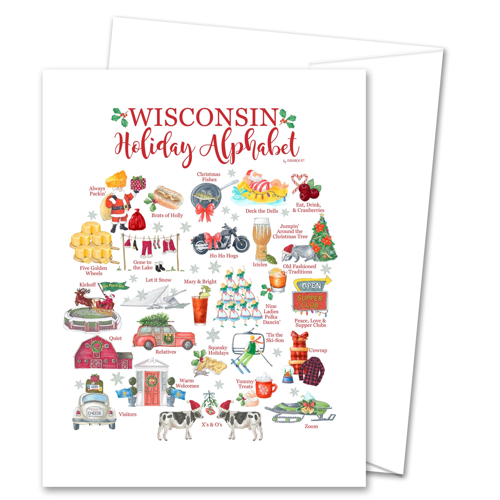 Wisconsin Holiday Alphabet Greeting Card (blank inside)