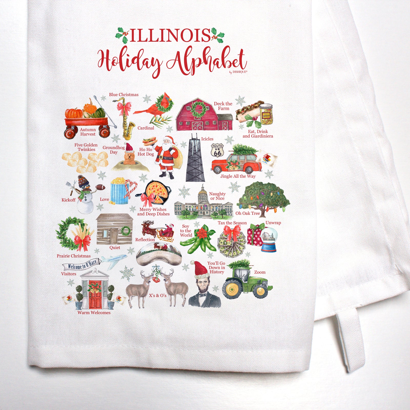Illinois Holiday Alphabet Bar Towel