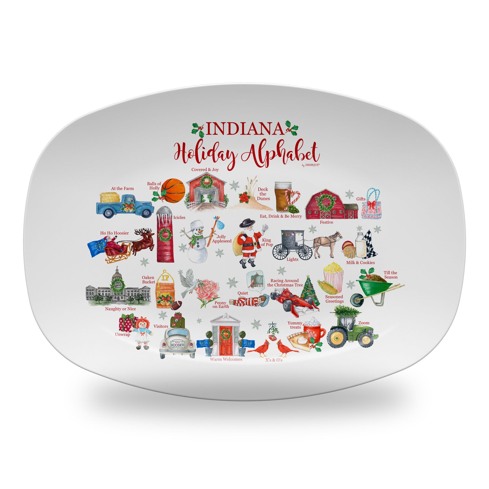 Indiana Holiday  Alphabet 14" DecoWare Polymer Platter