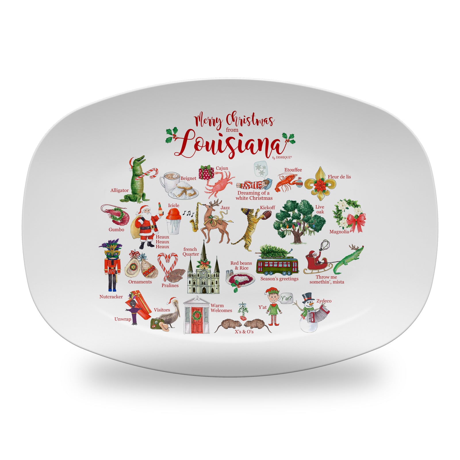 Merry Christmas from Louisiana Alphabet 14" DecoWare Polymer Platter