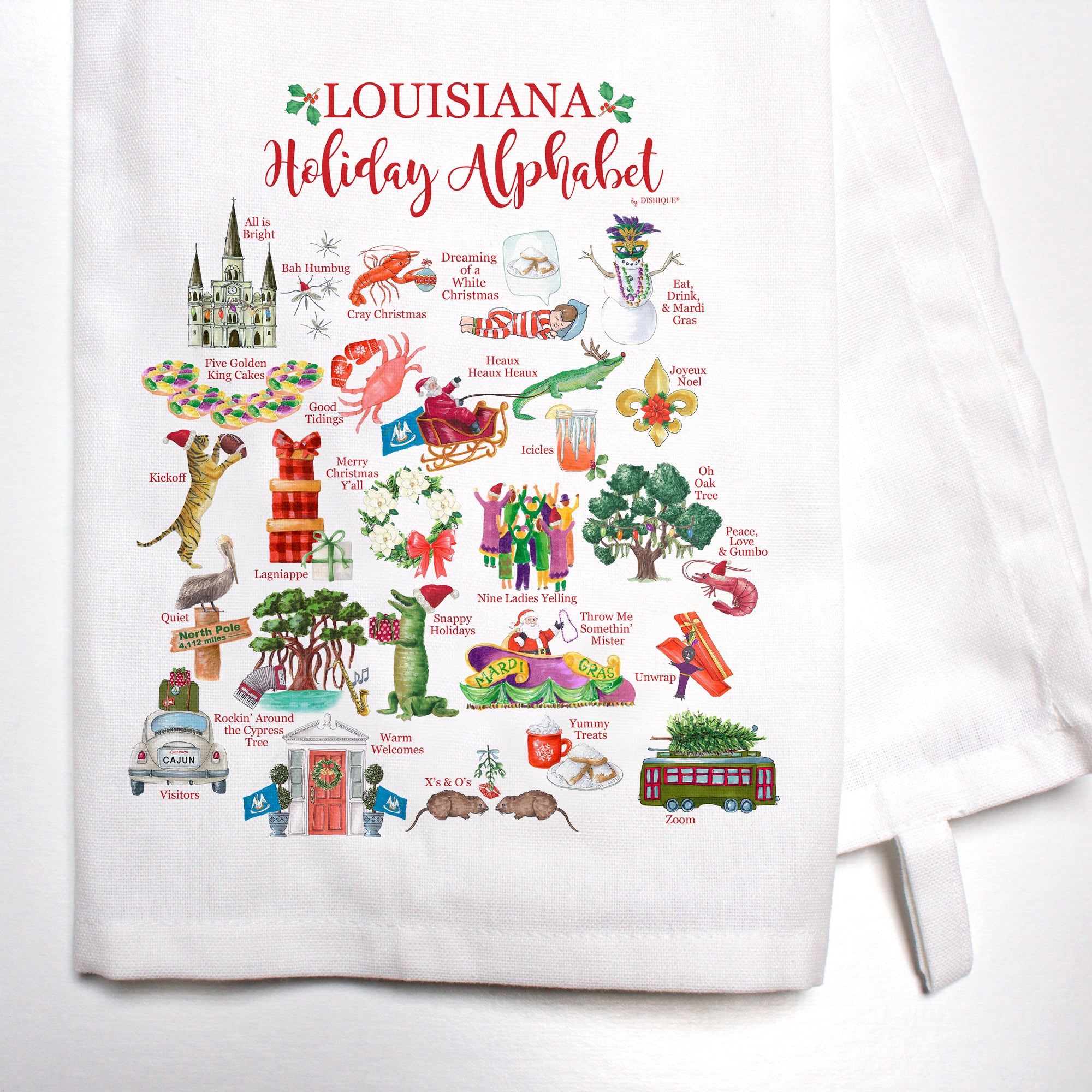 Louisiana Holiday Alphabet Bar Towel