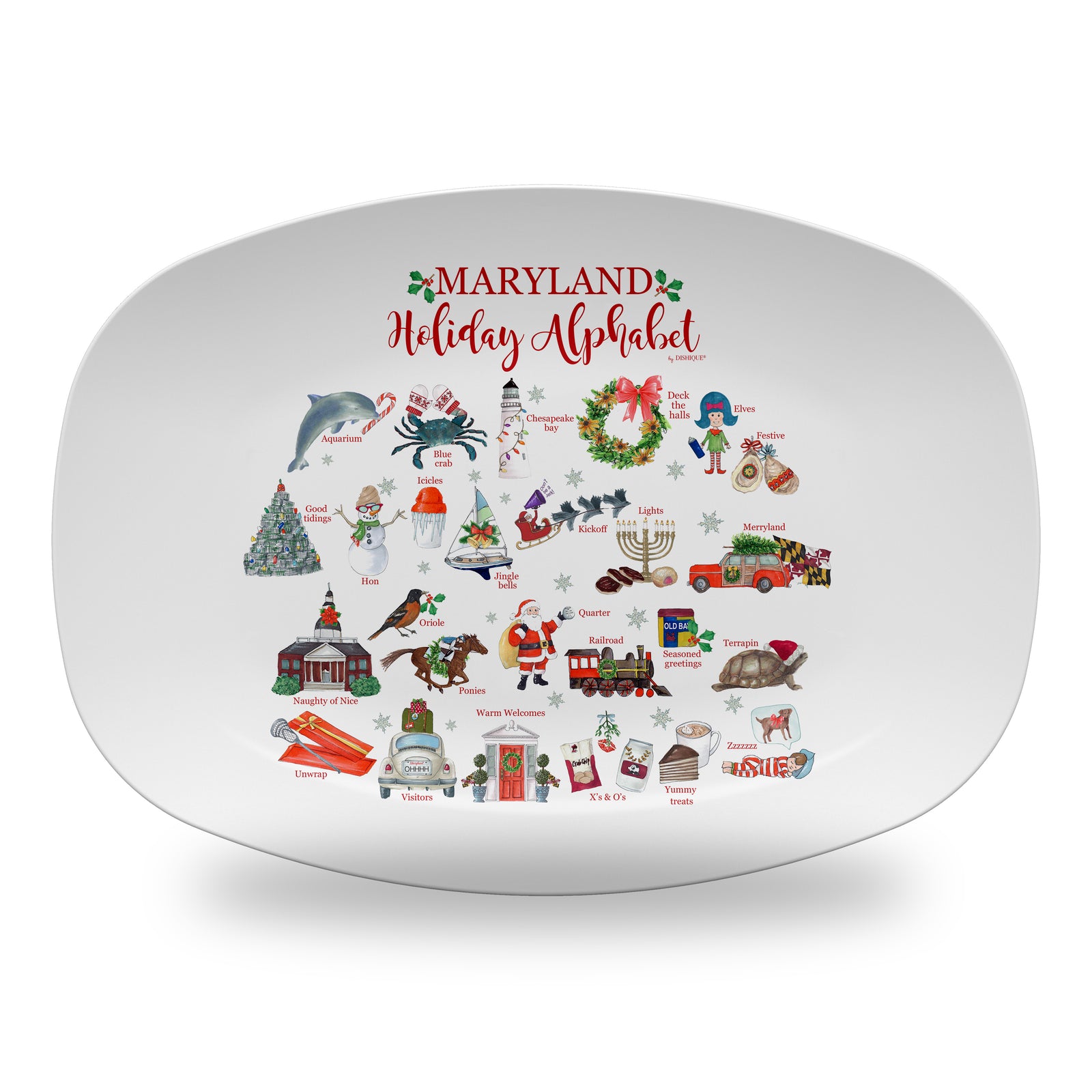Maryland Holiday  Alphabet 14" DecoWare Polymer Platter