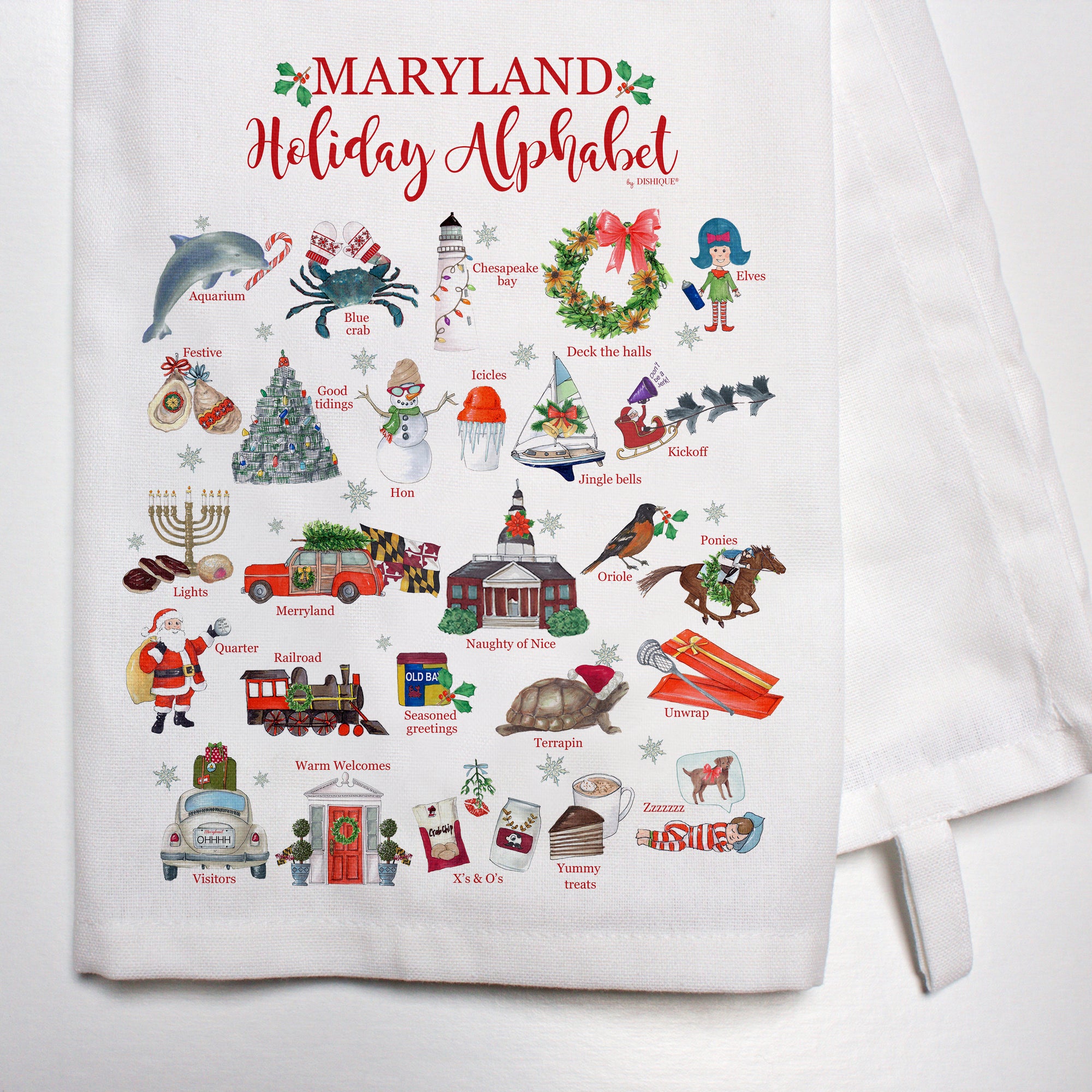Maryland Holiday Alphabet Bar Towel