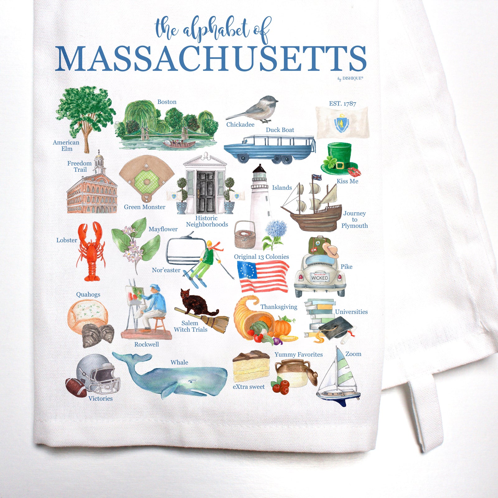 Massachusetts Alphabet Bar Towel