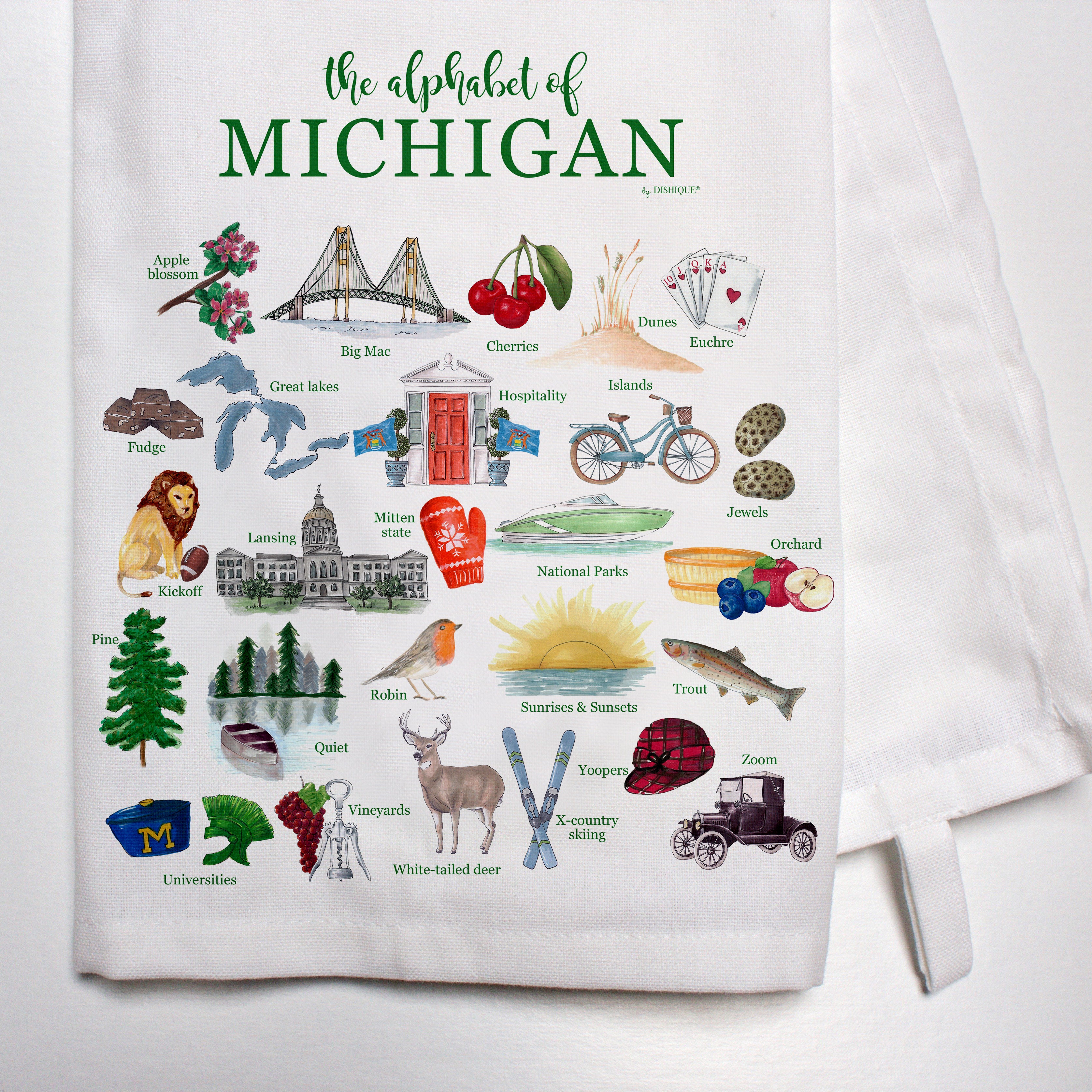 Great Lakes Embroidered Tea Towel