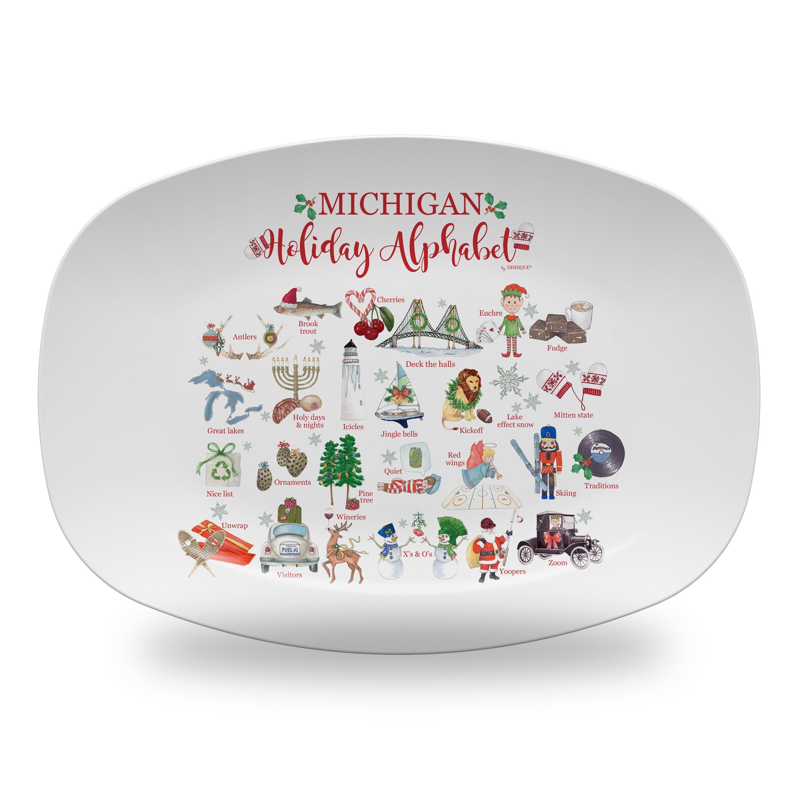 Michigan Holiday  Alphabet 14" DecoWare Polymer Platter