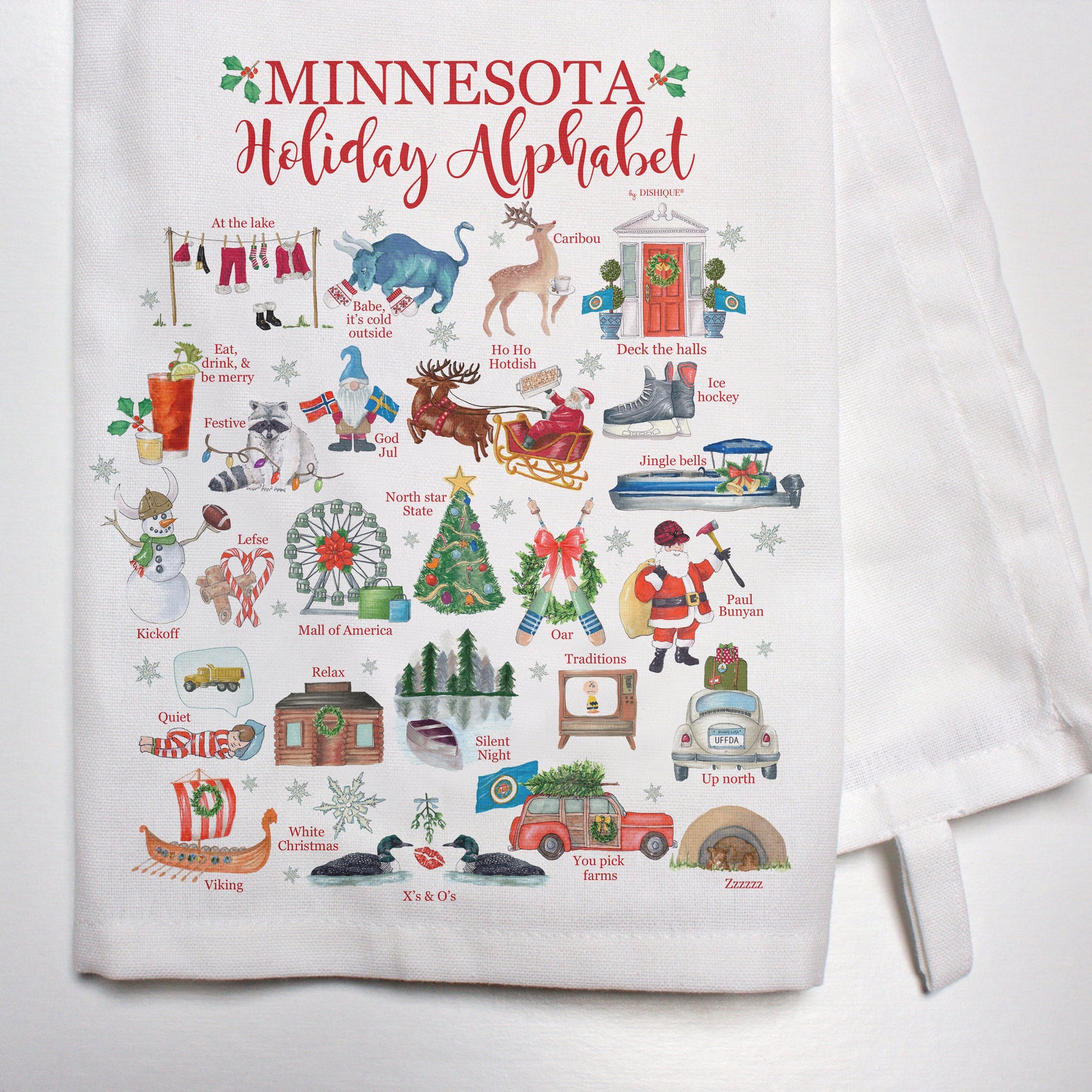 Minnesota Holiday Alphabet Bar Towel