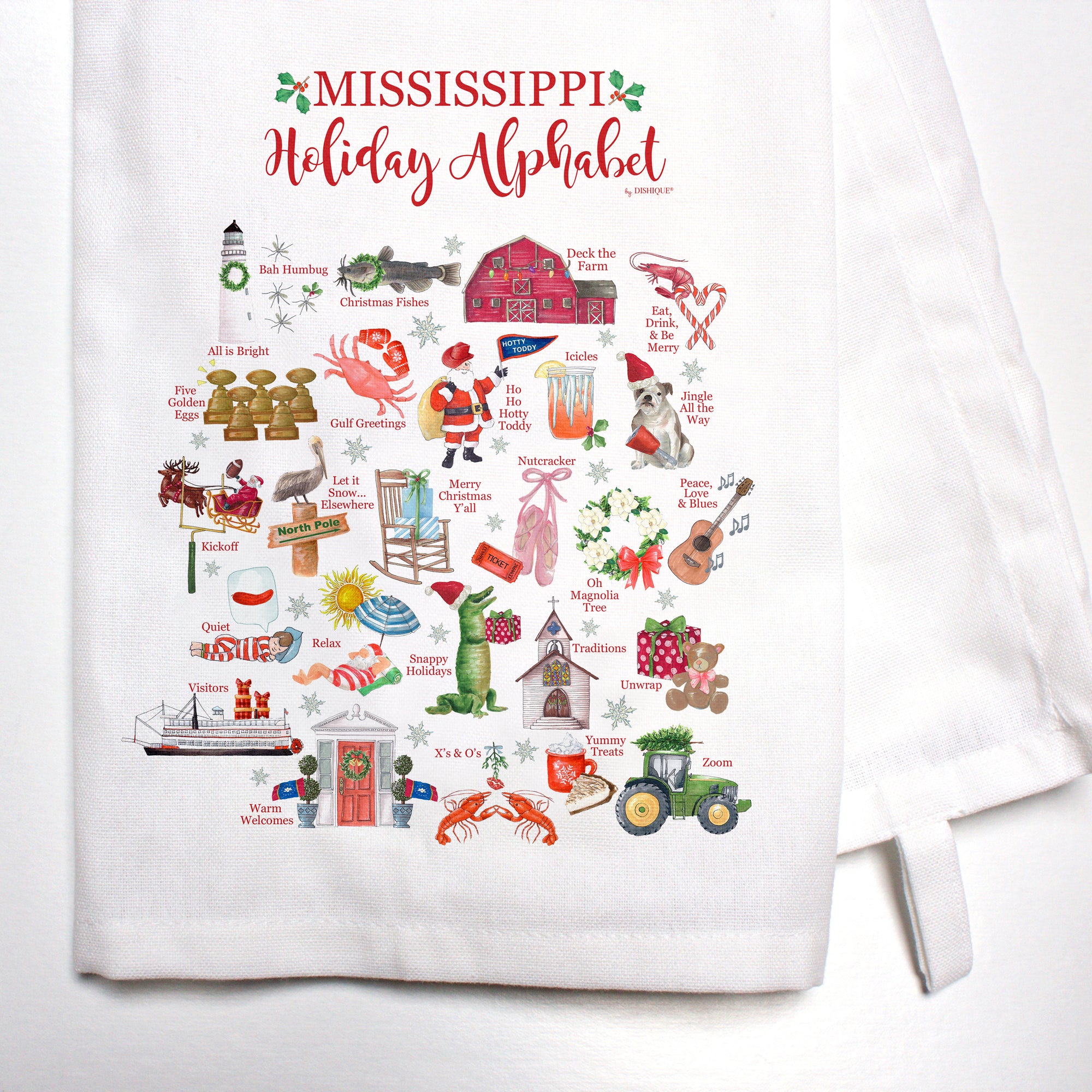 Mississippi Holiday Alphabet Bar Towel