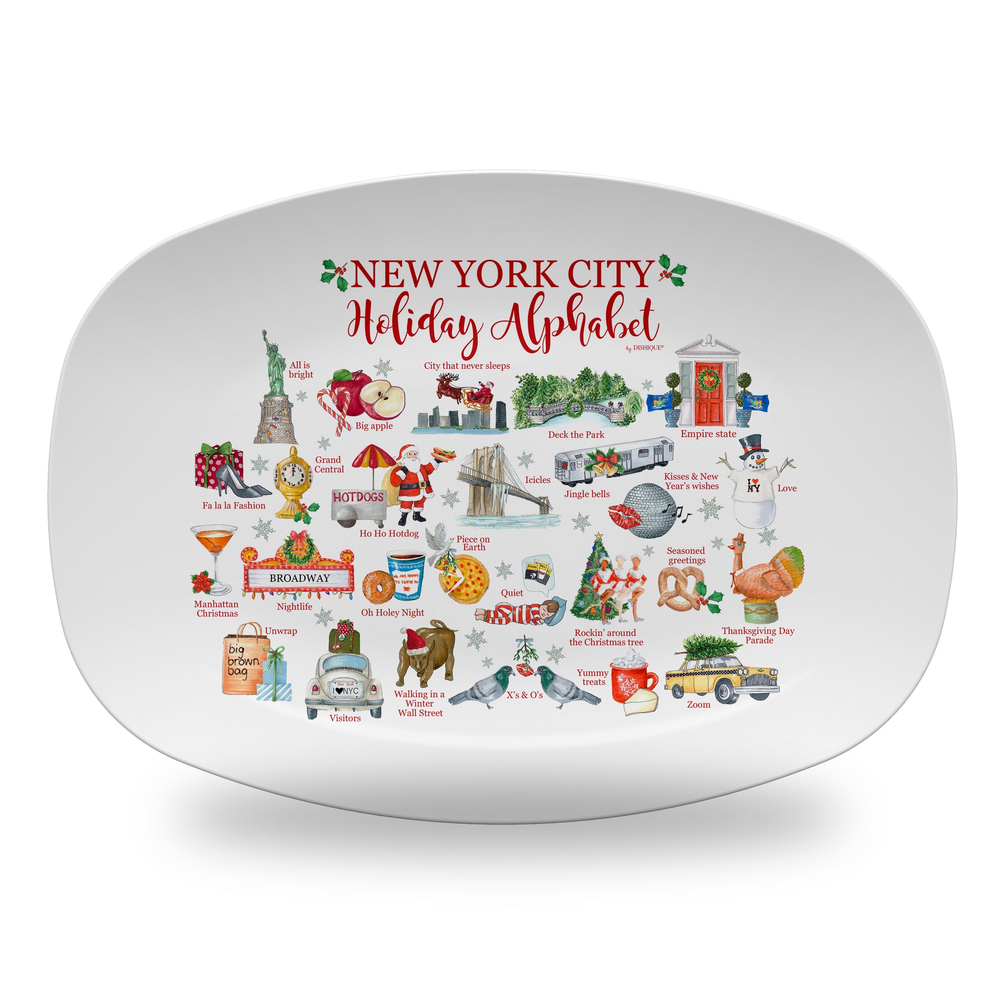 New York City Holiday  Alphabet 14" ThermoSaf Polymer Platter