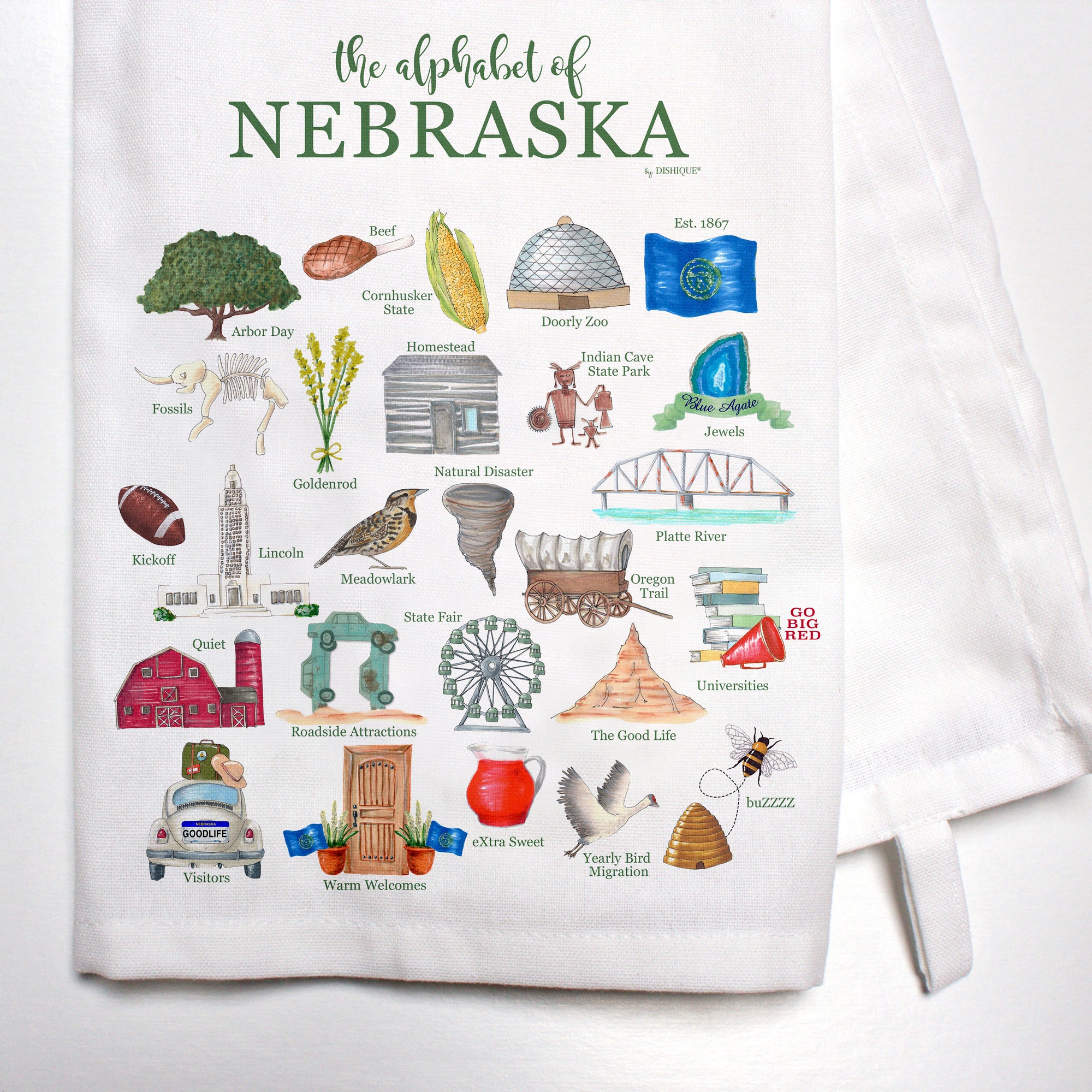 Nebraska Alphabet Bar Towel