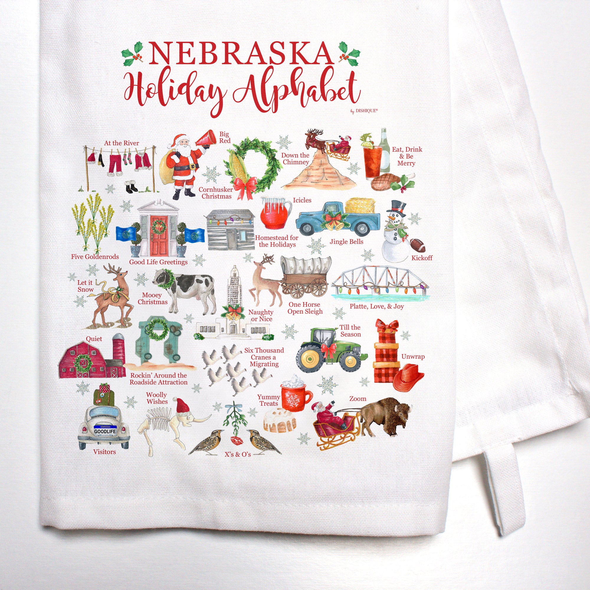 Nebraska Holiday Alphabet Bar Towel