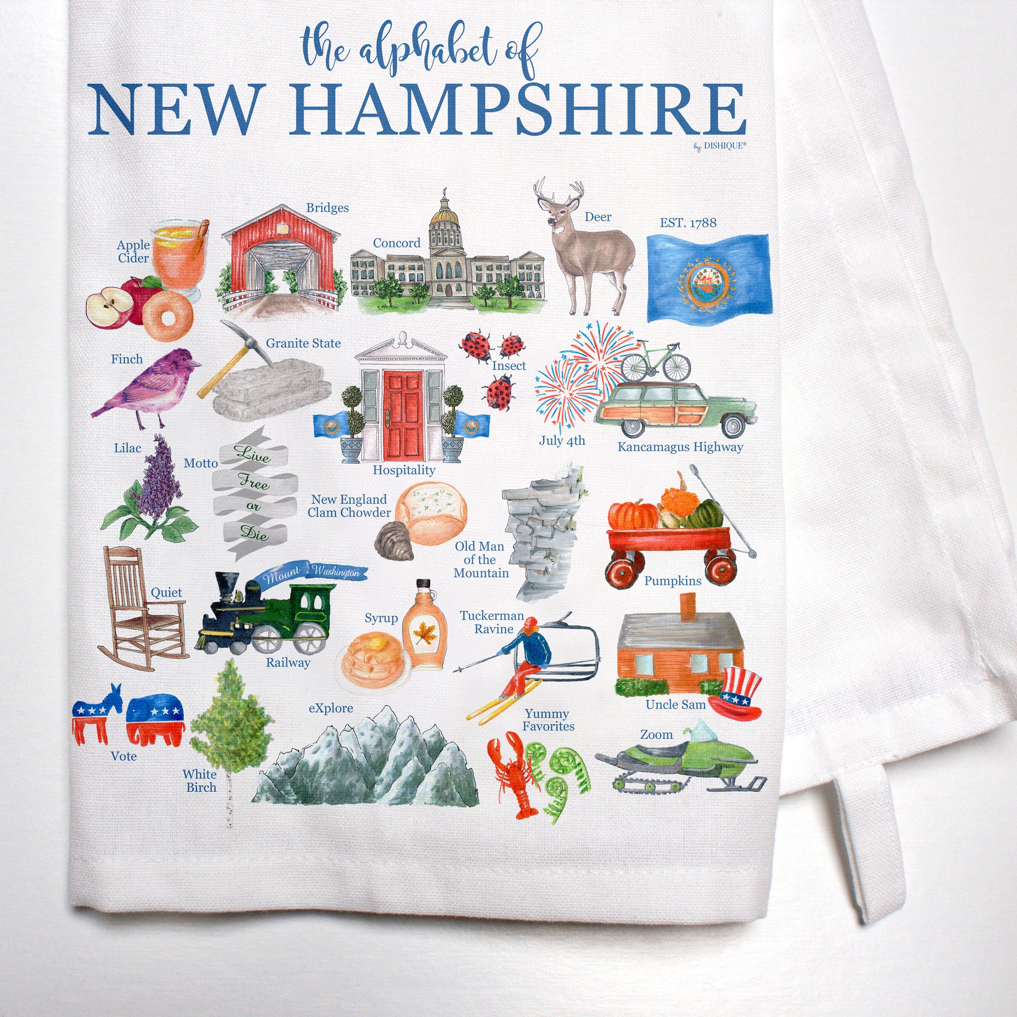 New Hampshire Alphabet Bar Towel